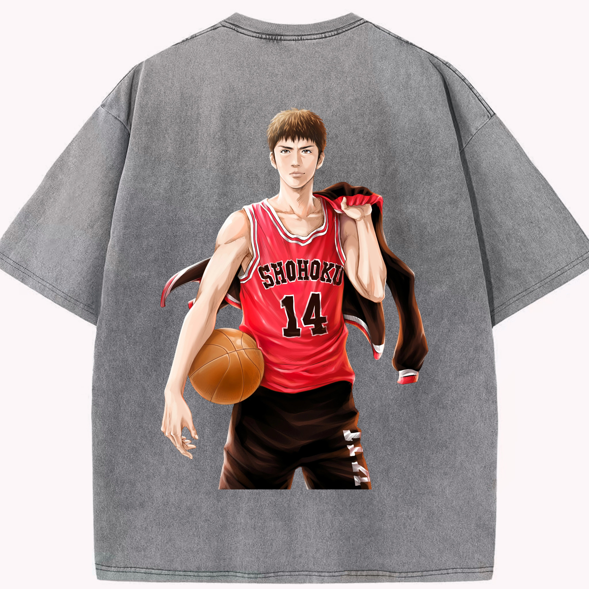 SLAM DUNK／スラムダンク 綿100% ヴィンテージ風 半袖Tシャツ（背面プリント）