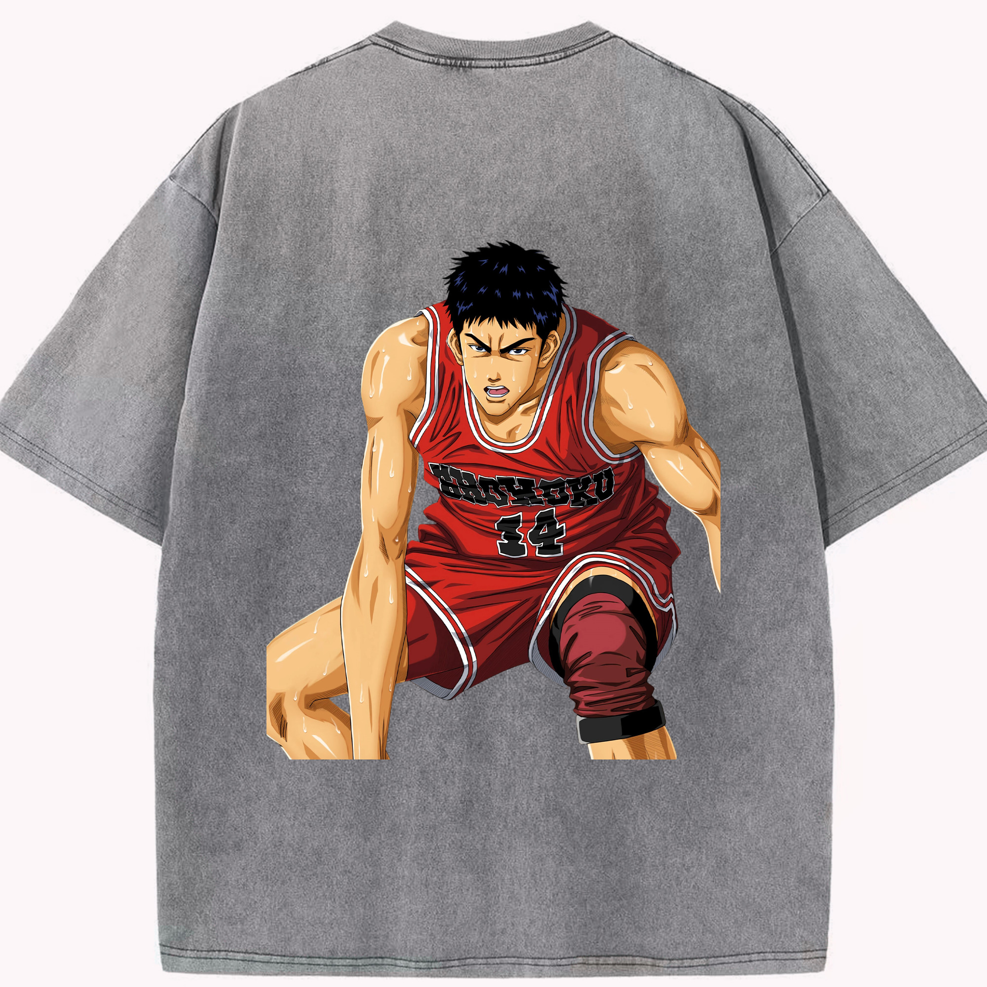 SLAM DUNK／スラムダンク 綿100% ヴィンテージ風 半袖Tシャツ（背面プリント）