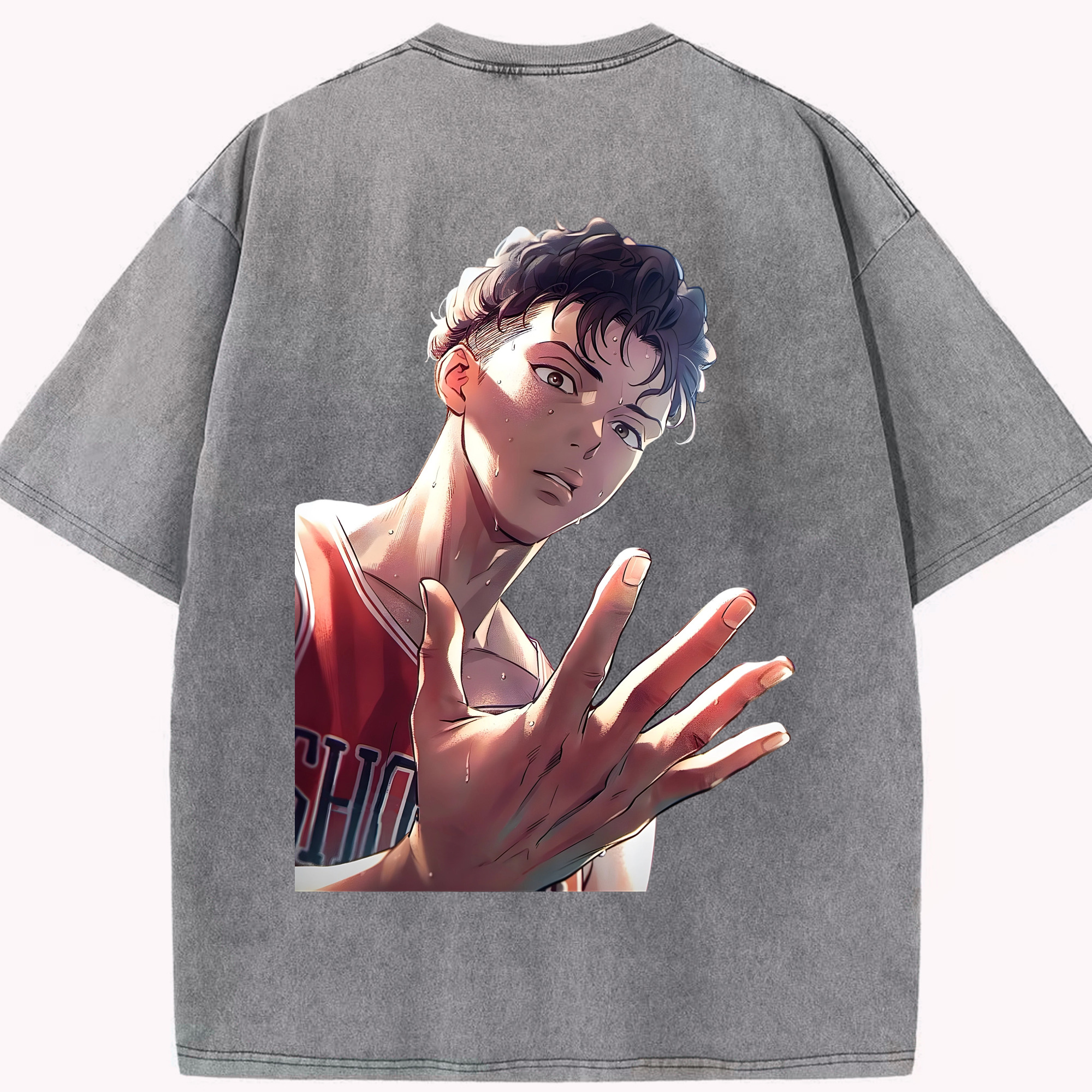 SLAM DUNK／スラムダンク 綿100% ヴィンテージ風 半袖Tシャツ（背面プリント）