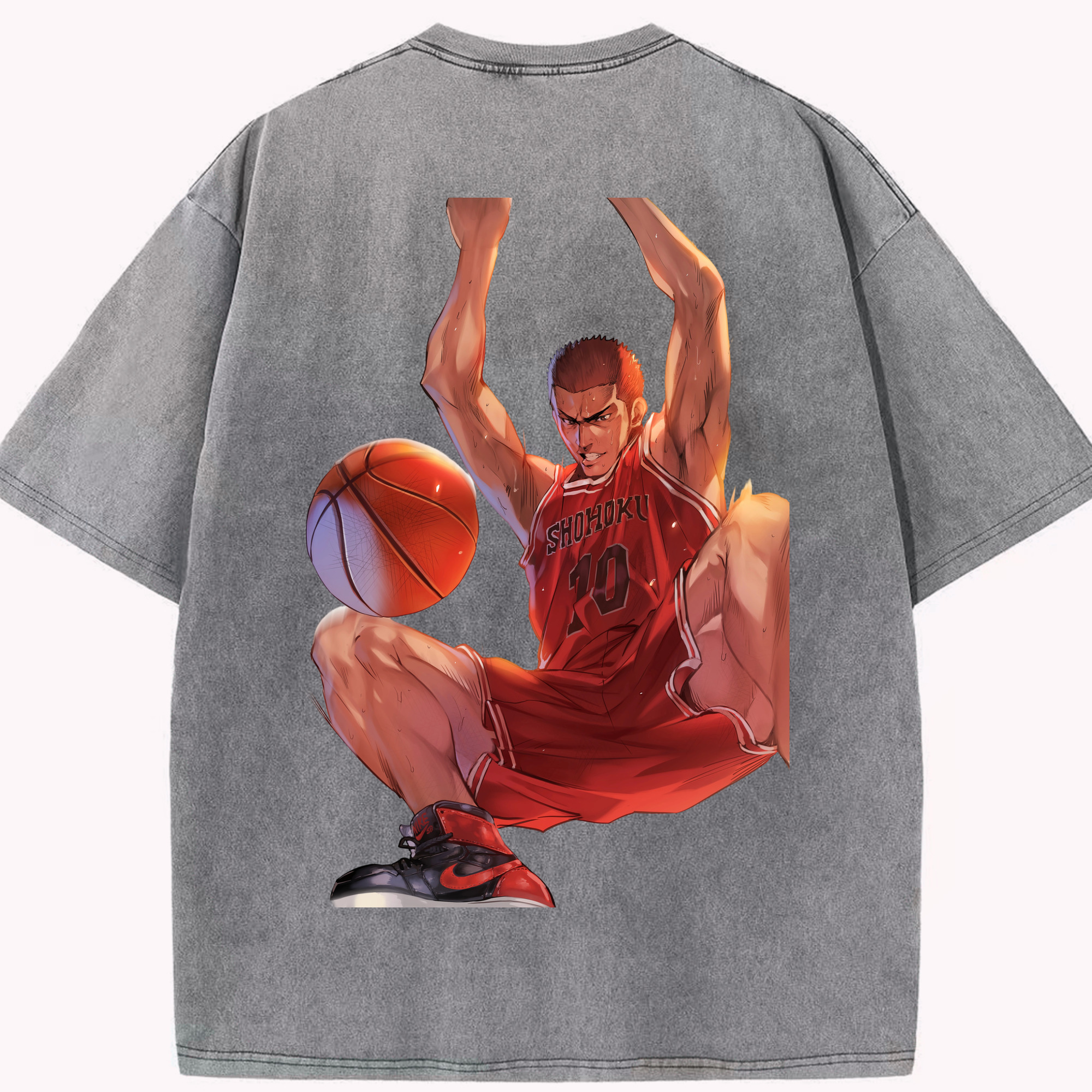 SLAM DUNK／スラムダンク 綿100% ヴィンテージ風 半袖Tシャツ（背面プリント）