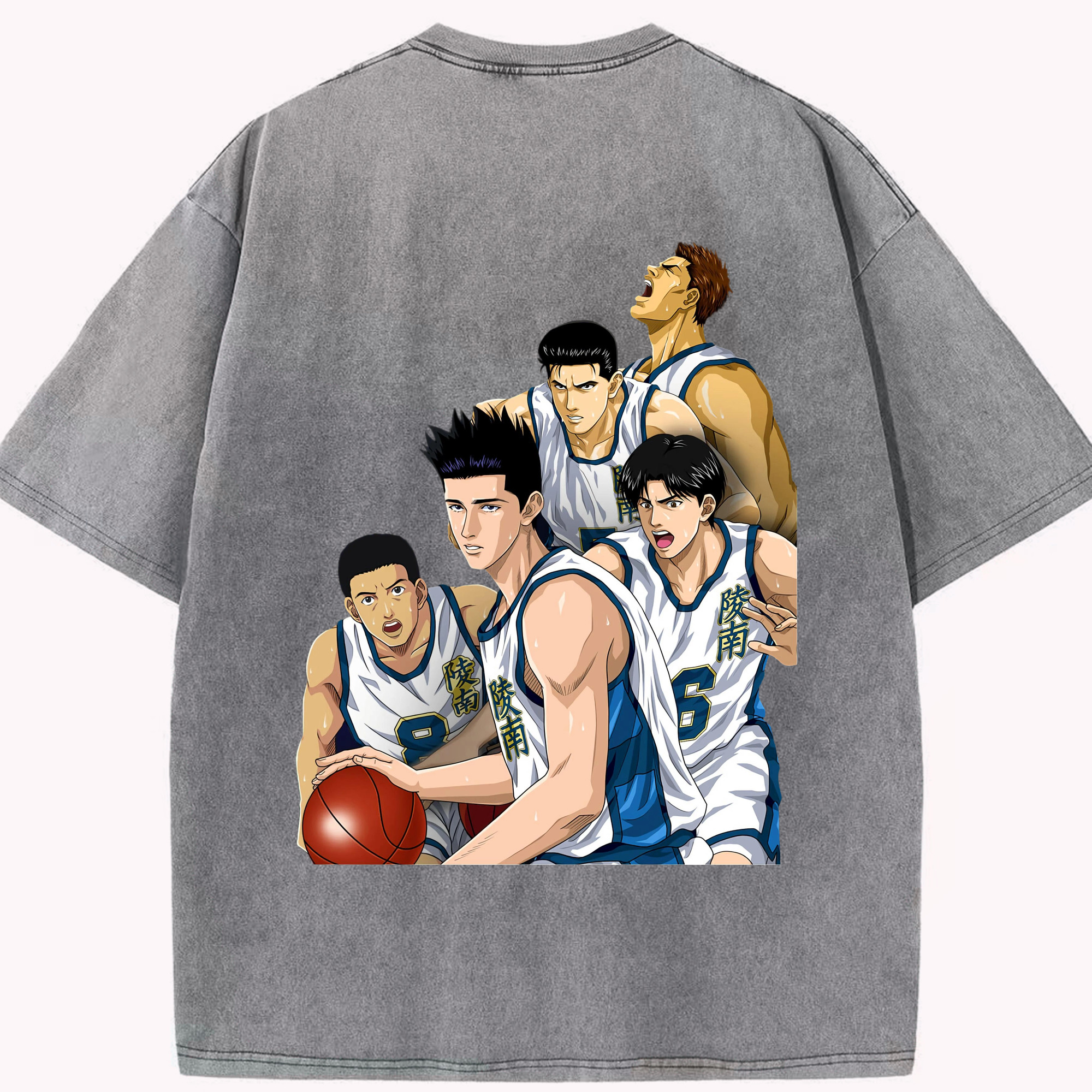 SLAM DUNK／スラムダンク 綿100% ヴィンテージ風 半袖Tシャツ（背面プリント）