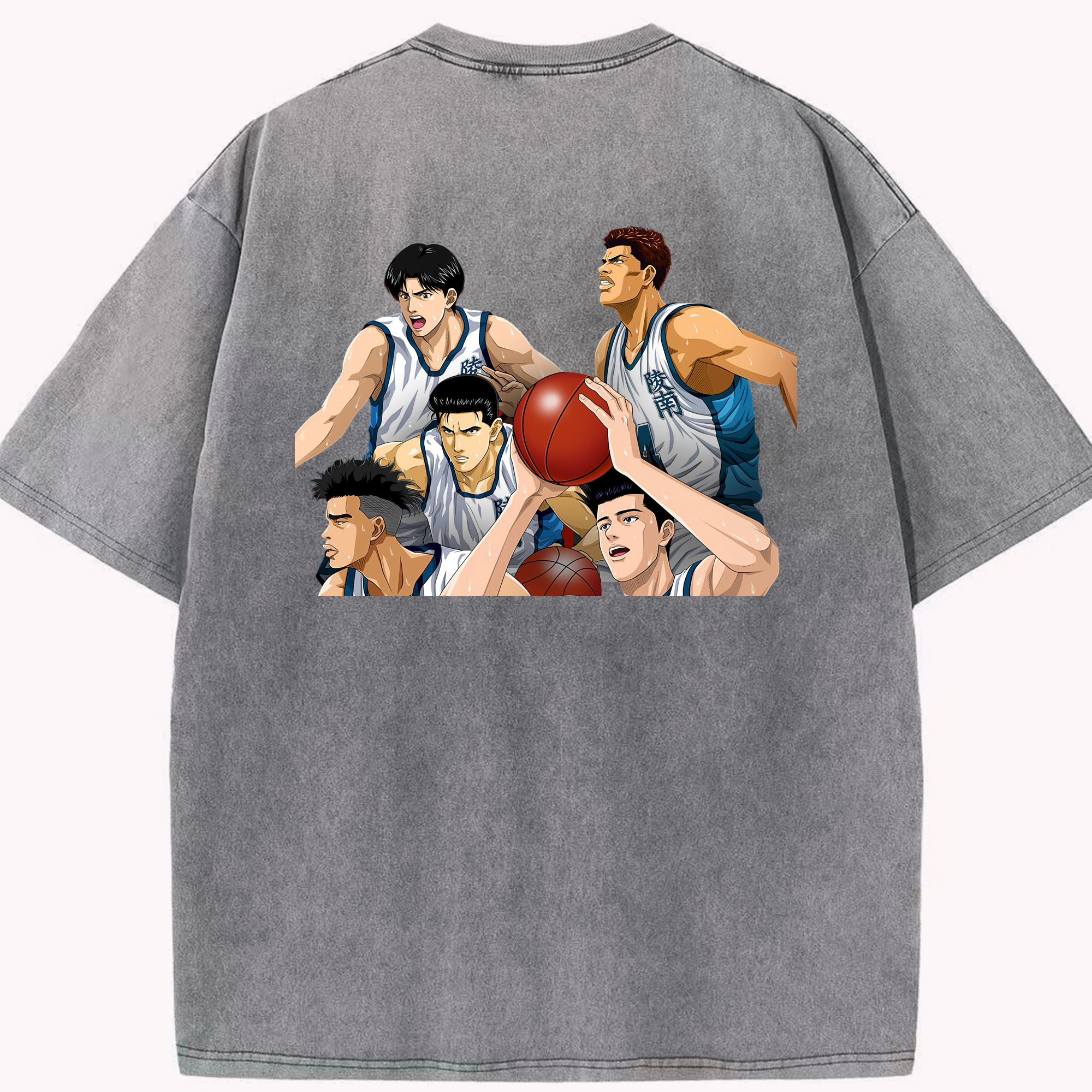 SLAM DUNK／スラムダンク 綿100% ヴィンテージ風 半袖Tシャツ（背面プリント）