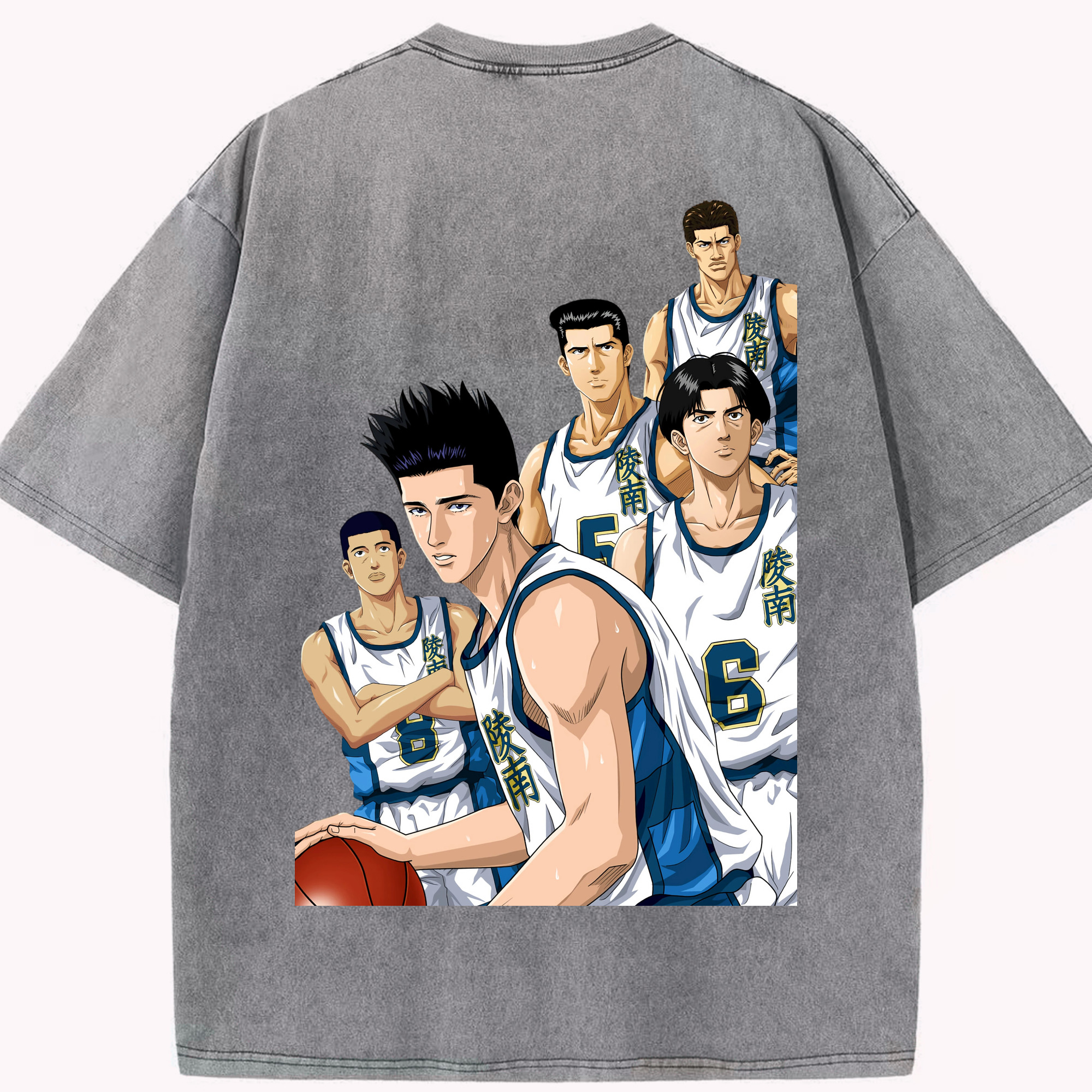 SLAM DUNK／スラムダンク 綿100% ヴィンテージ風 半袖Tシャツ（背面プリント）