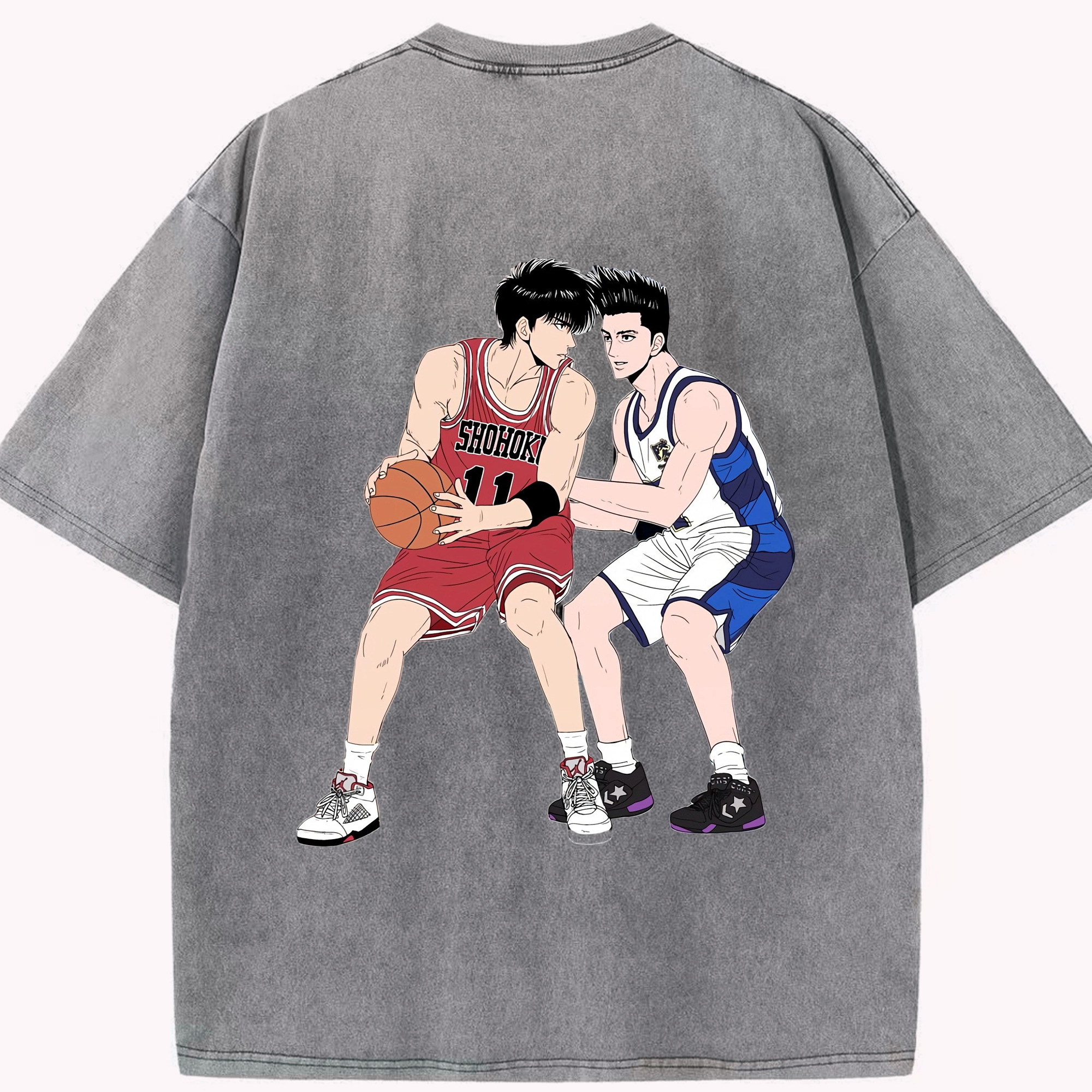 SLAM DUNK／スラムダンク 綿100% ヴィンテージ風 半袖Tシャツ（背面プリント）