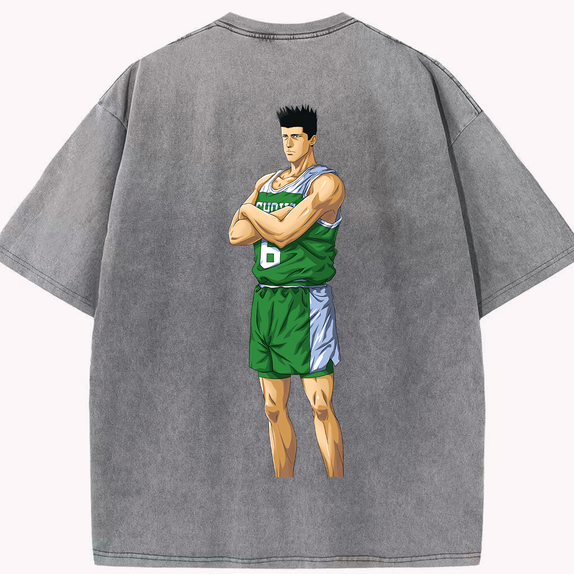 SLAM DUNK／スラムダンク 綿100% ヴィンテージ風 半袖Tシャツ（背面プリント）
