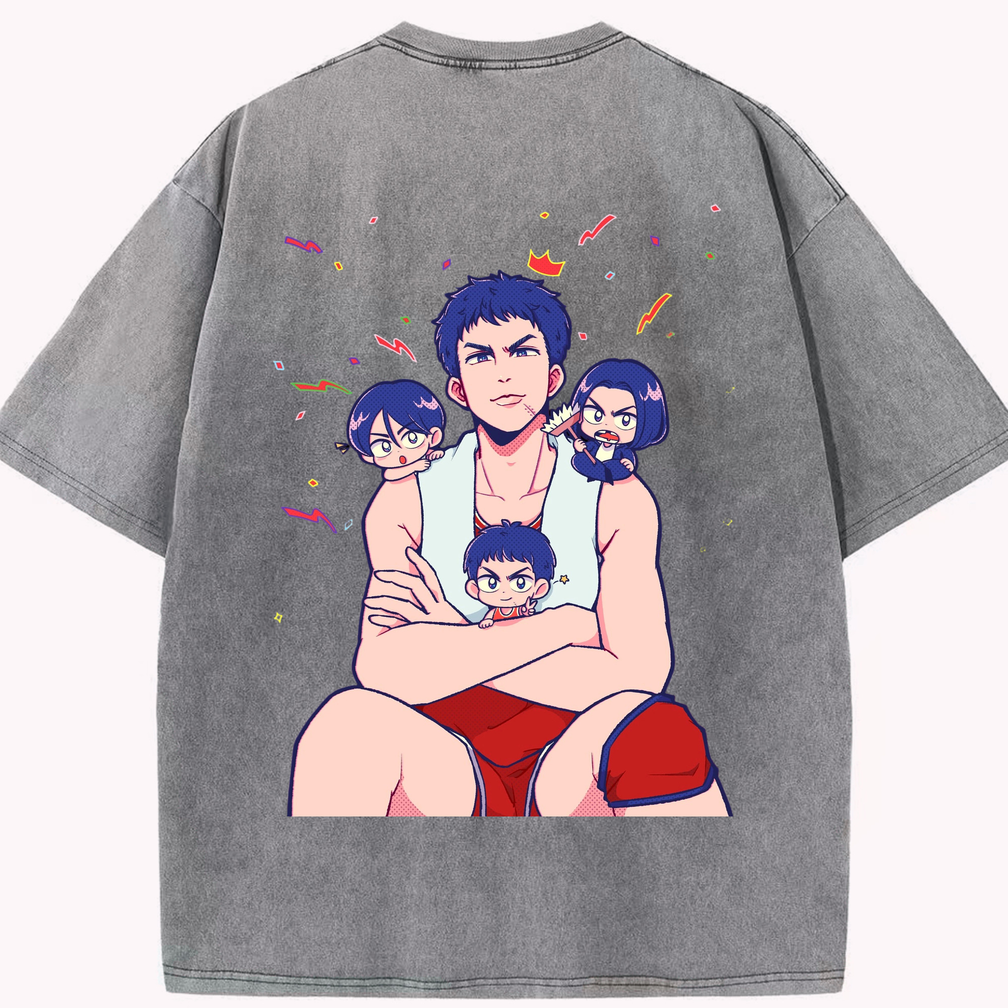 SLAM DUNK／スラムダンク 綿100% ヴィンテージ風 半袖Tシャツ（背面プリント）