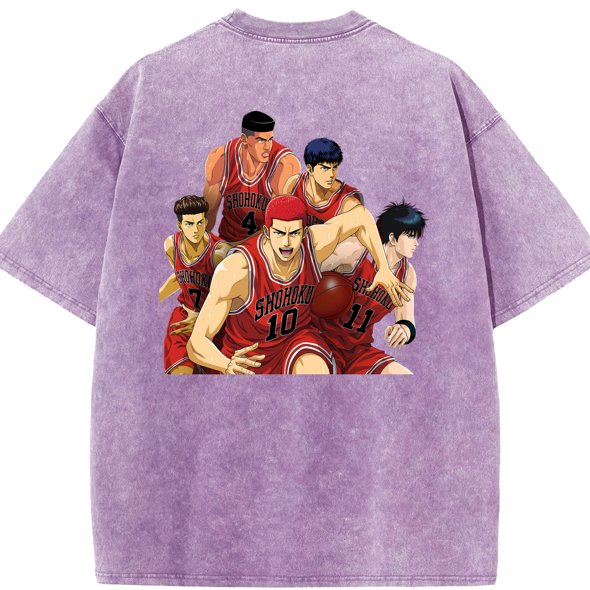SLAM DUNK／スラムダンク 綿100% ヴィンテージ風 半袖Tシャツ（背面プリント）