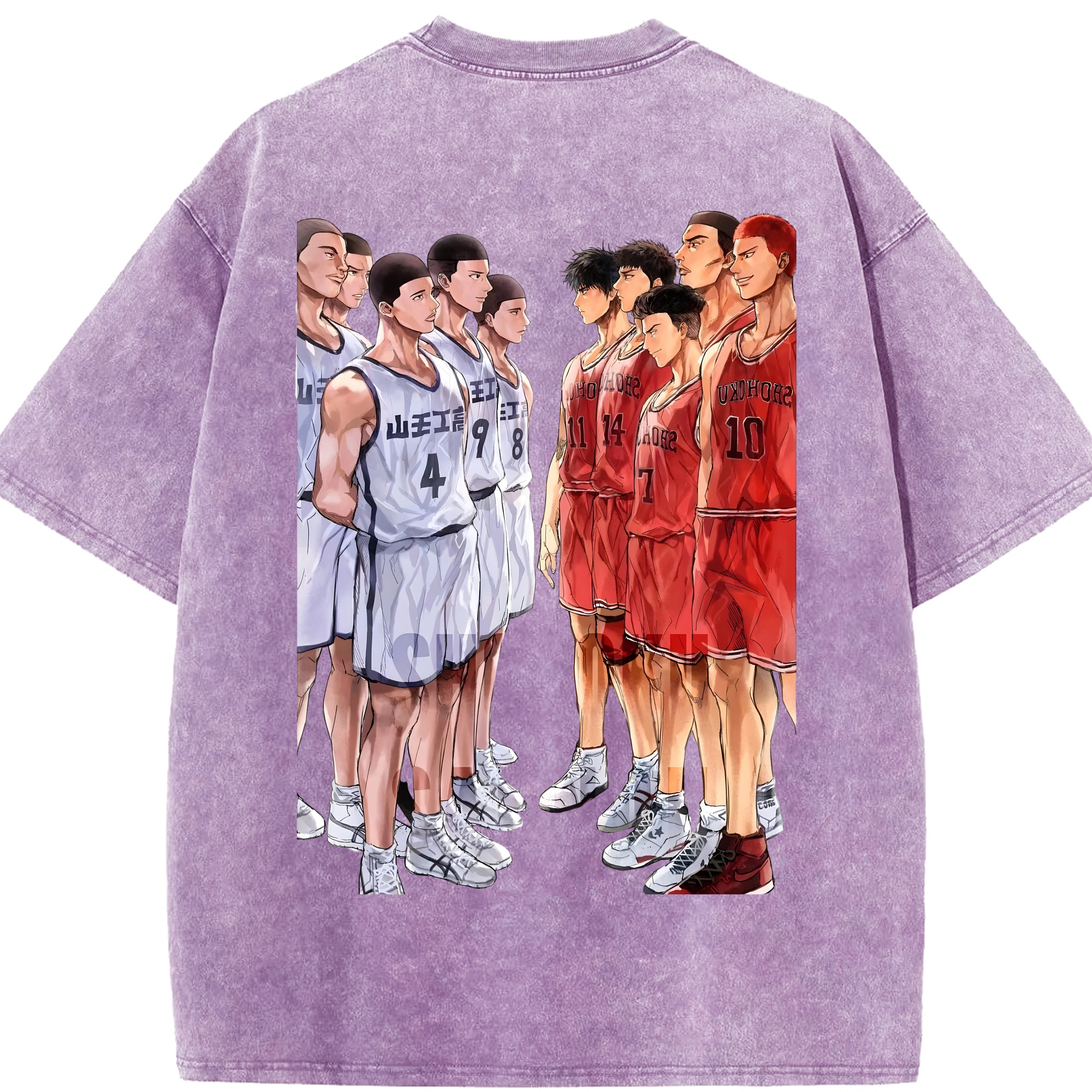 SLAM DUNK／スラムダンク 綿100% ヴィンテージ風 半袖Tシャツ（背面プリント）