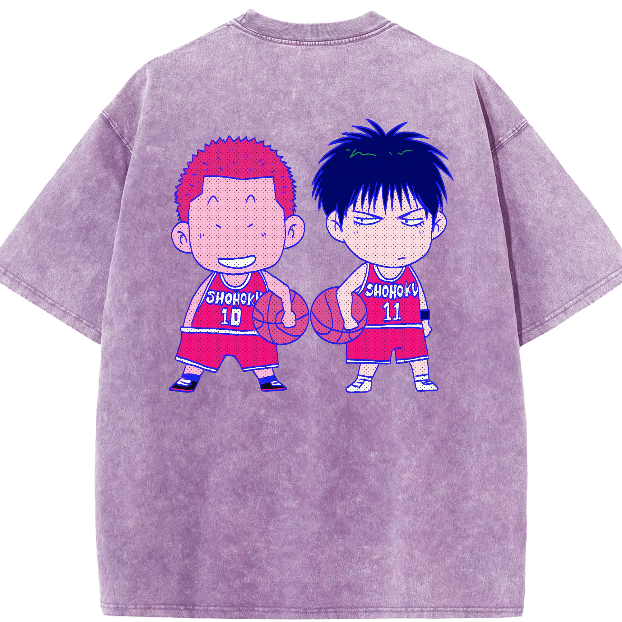 SLAM DUNK／スラムダンク 綿100% ヴィンテージ風 半袖Tシャツ（背面プリント）