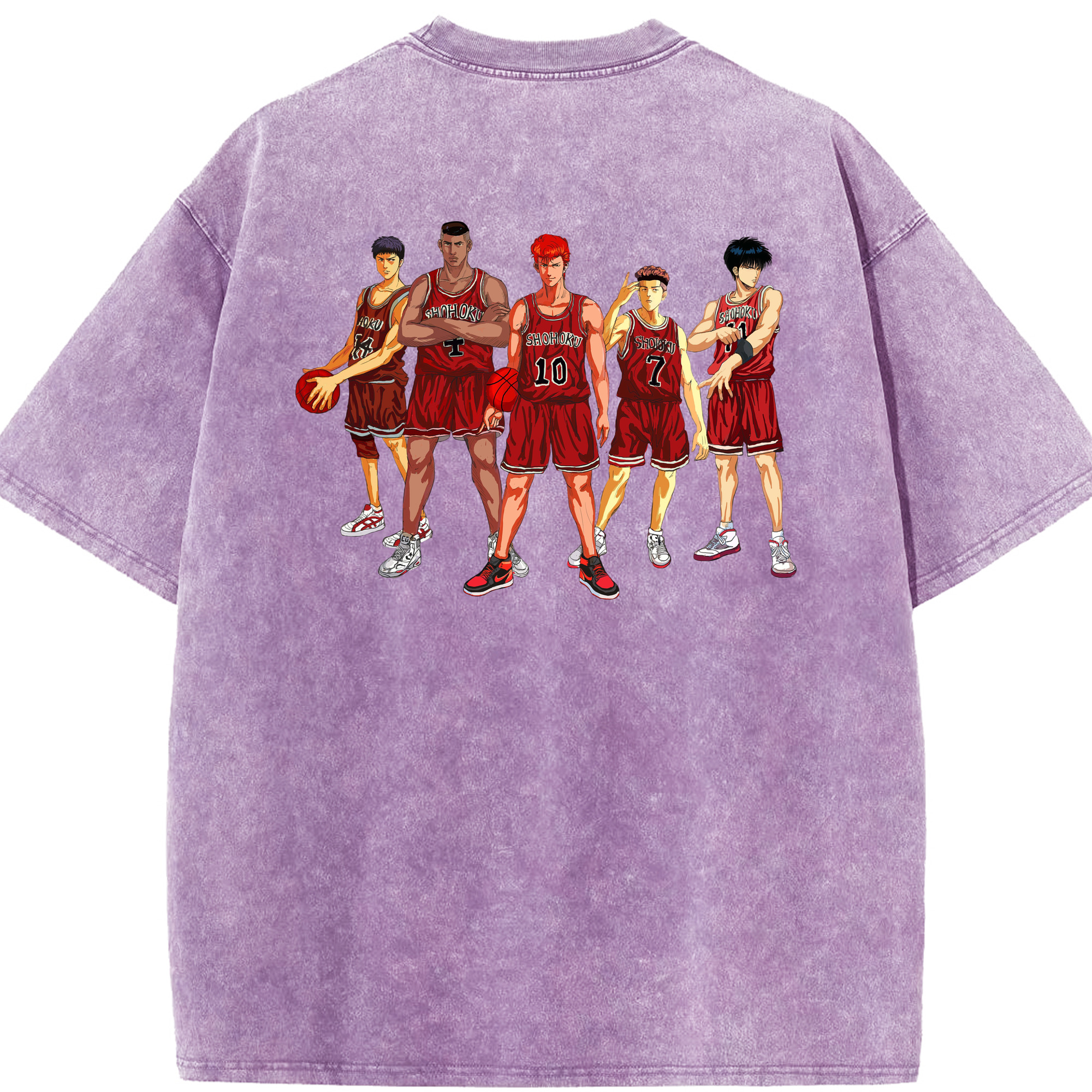 SLAM DUNK／スラムダンク 綿100% ヴィンテージ風 半袖Tシャツ（背面プリント）