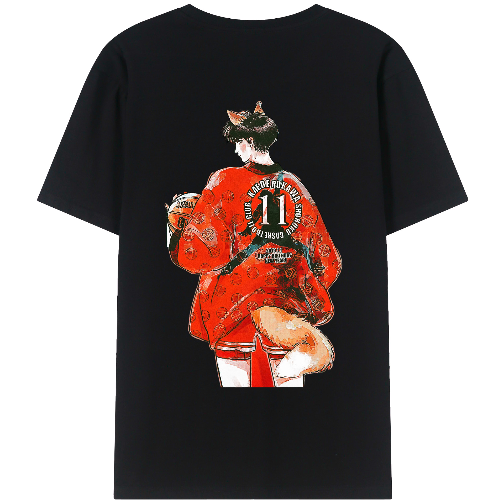 （画像用） SLAM DUNK／スラムダンク 綿100％ メンズ半袖Tシャツ（バックプリント） 通気性