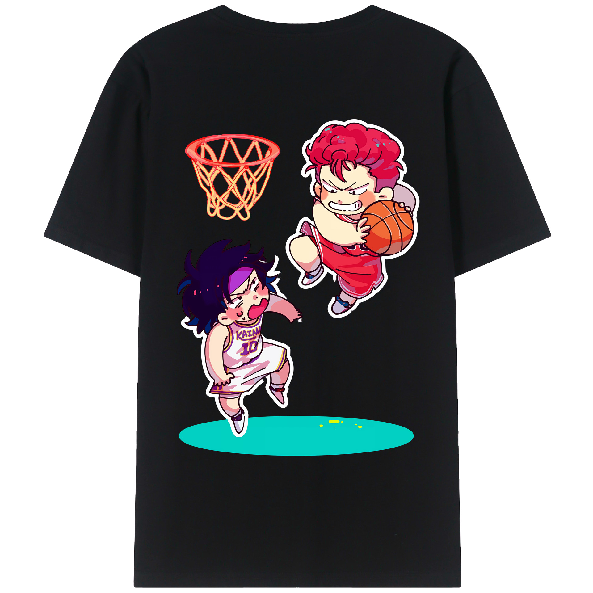（画像用） SLAM DUNK／スラムダンク 綿100％ メンズ半袖Tシャツ（バックプリント） 通気性