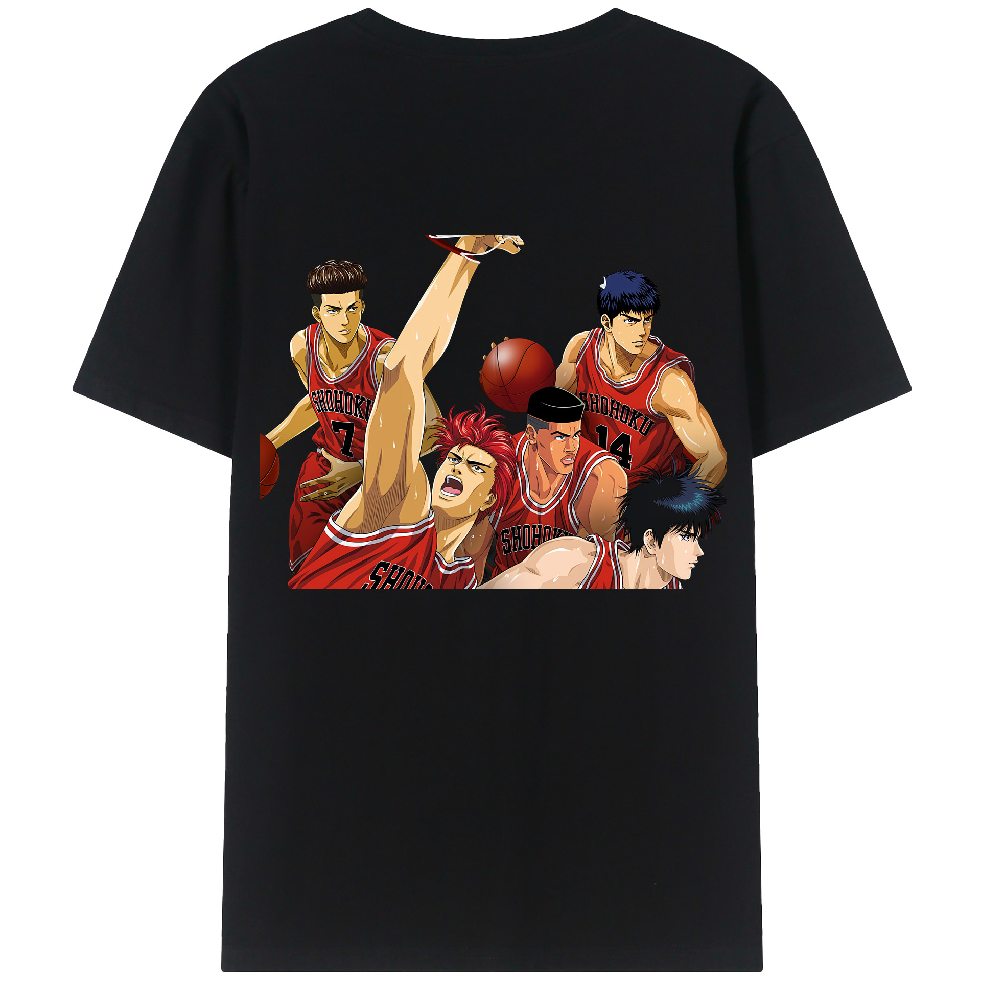 （画像用） SLAM DUNK／スラムダンク 綿100％ メンズ半袖Tシャツ（バックプリント） 通気性
