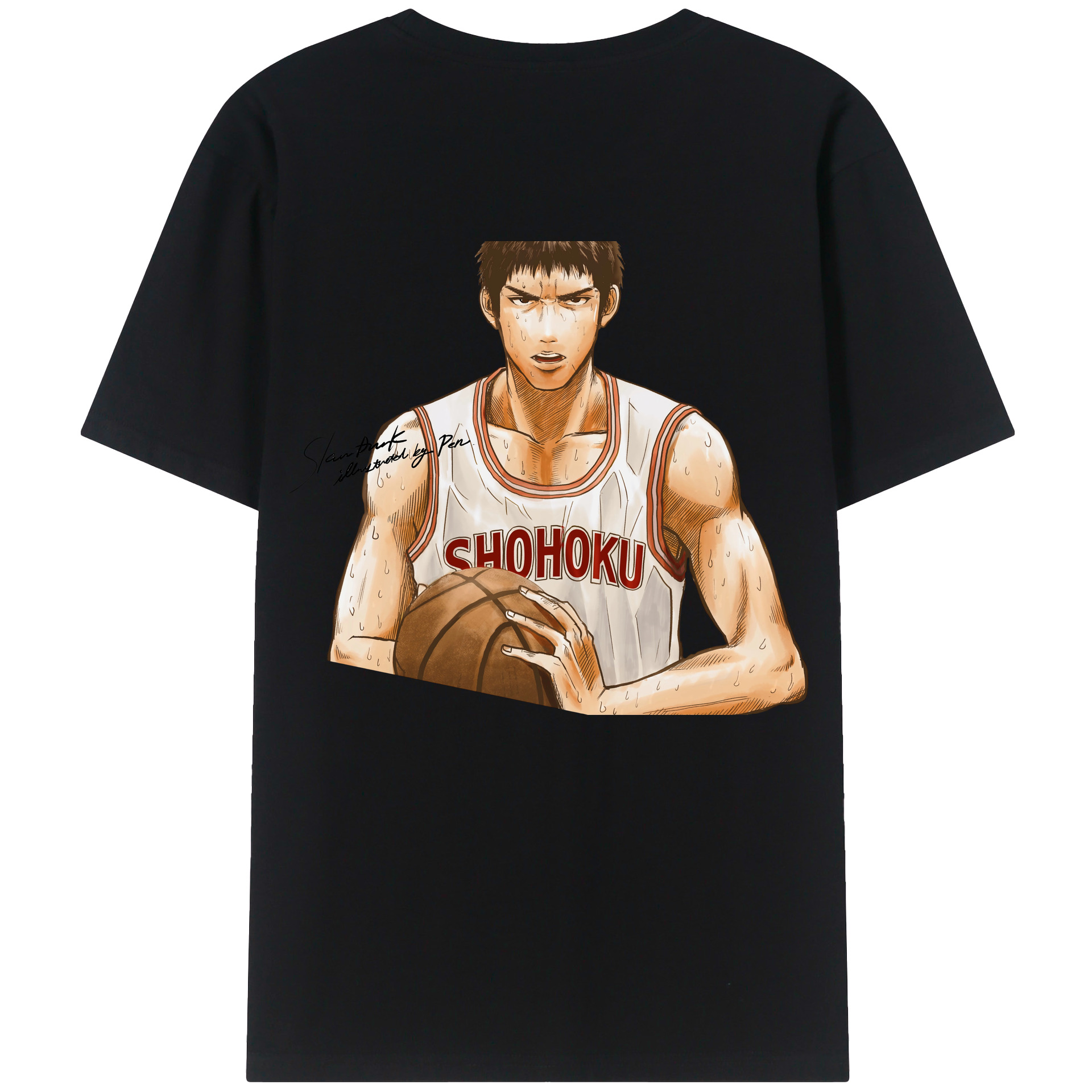 （画像用） SLAM DUNK／スラムダンク 綿100％ メンズ半袖Tシャツ（バックプリント） 通気性