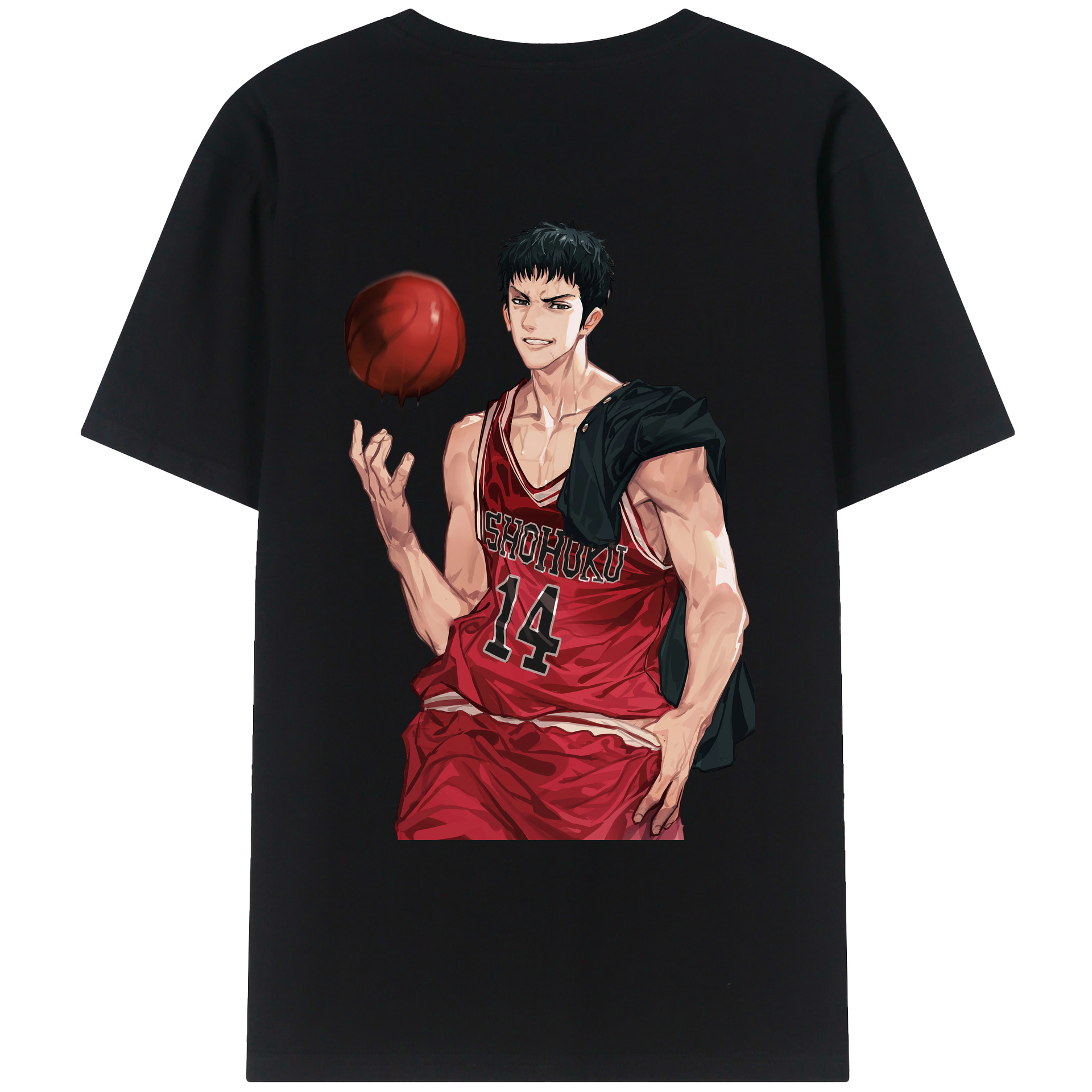 （画像用） SLAM DUNK／スラムダンク 綿100％ メンズ半袖Tシャツ（バックプリント） 通気性