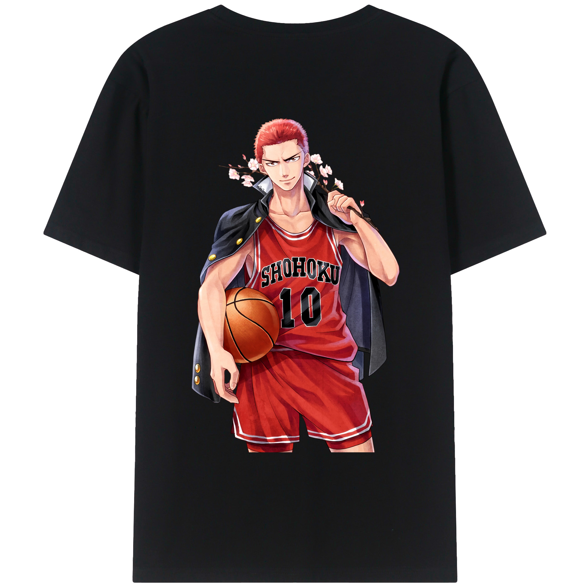 （画像用） SLAM DUNK／スラムダンク 綿100％ メンズ半袖Tシャツ（バックプリント） 通気性