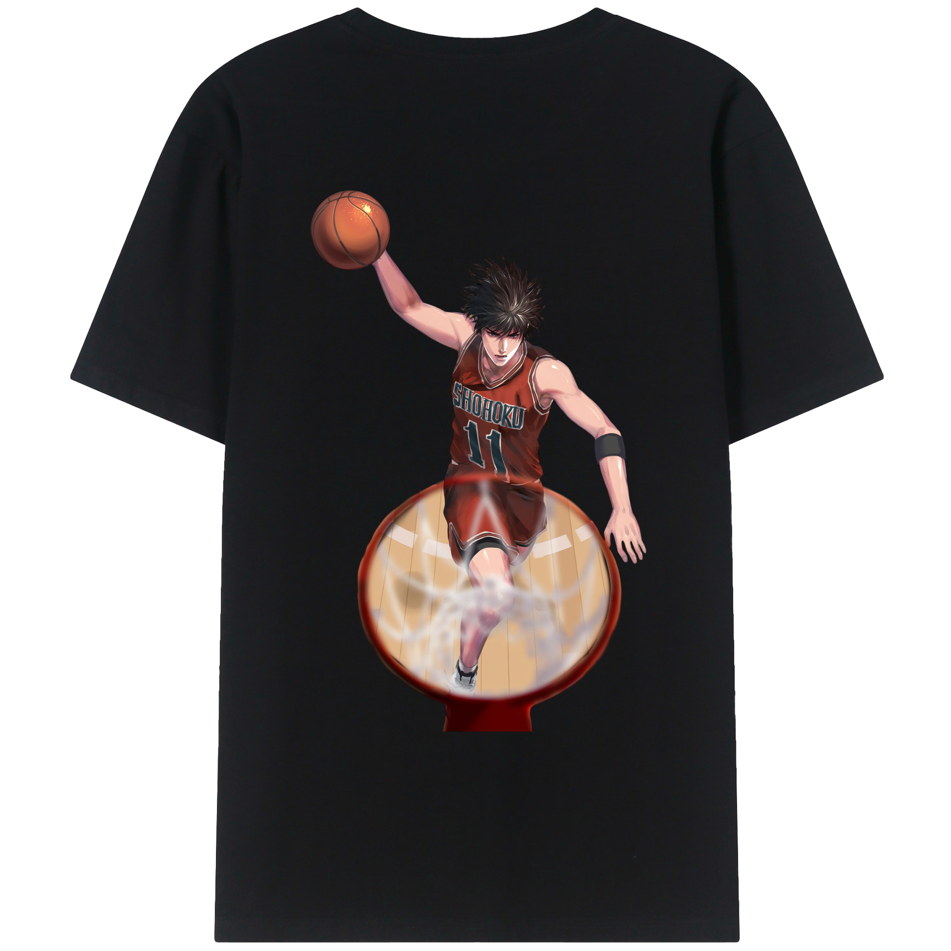 （画像用） SLAM DUNK／スラムダンク 綿100％ メンズ半袖Tシャツ（バックプリント） 通気性