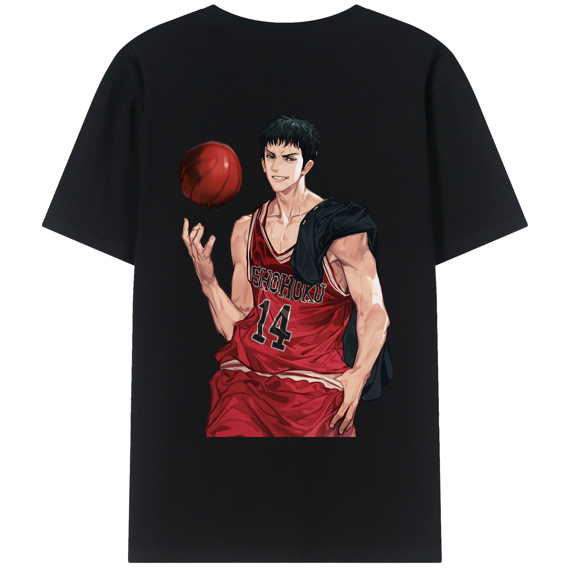 （画像用） SLAM DUNK／スラムダンク 綿100％ メンズ半袖Tシャツ（バックプリント） 通気性
