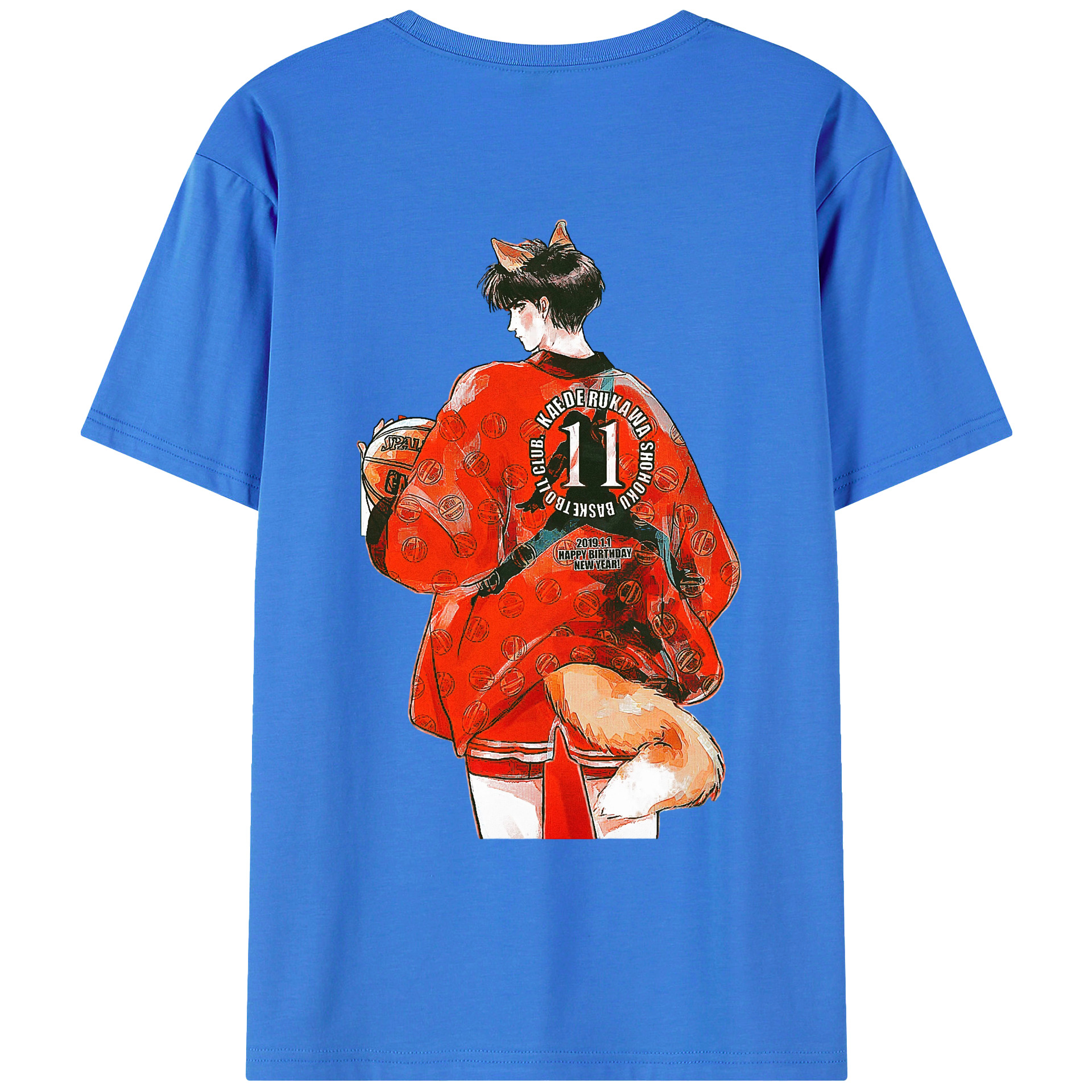 （画像用） SLAM DUNK／スラムダンク 綿100％ メンズ半袖Tシャツ（バックプリント） 通気性