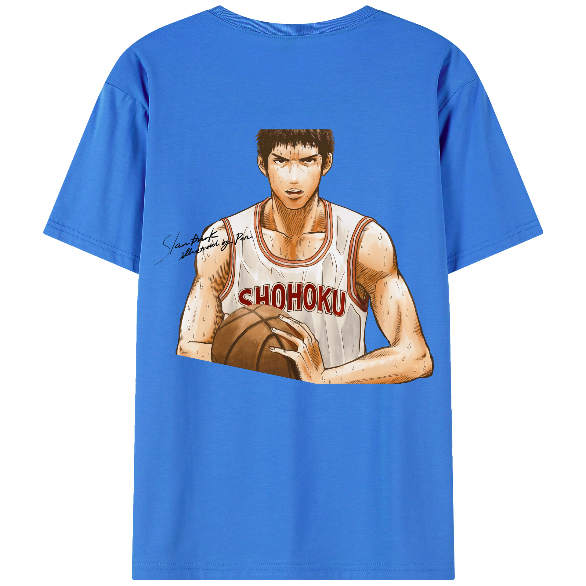 （画像用） SLAM DUNK／スラムダンク 綿100％ メンズ半袖Tシャツ（バックプリント） 通気性