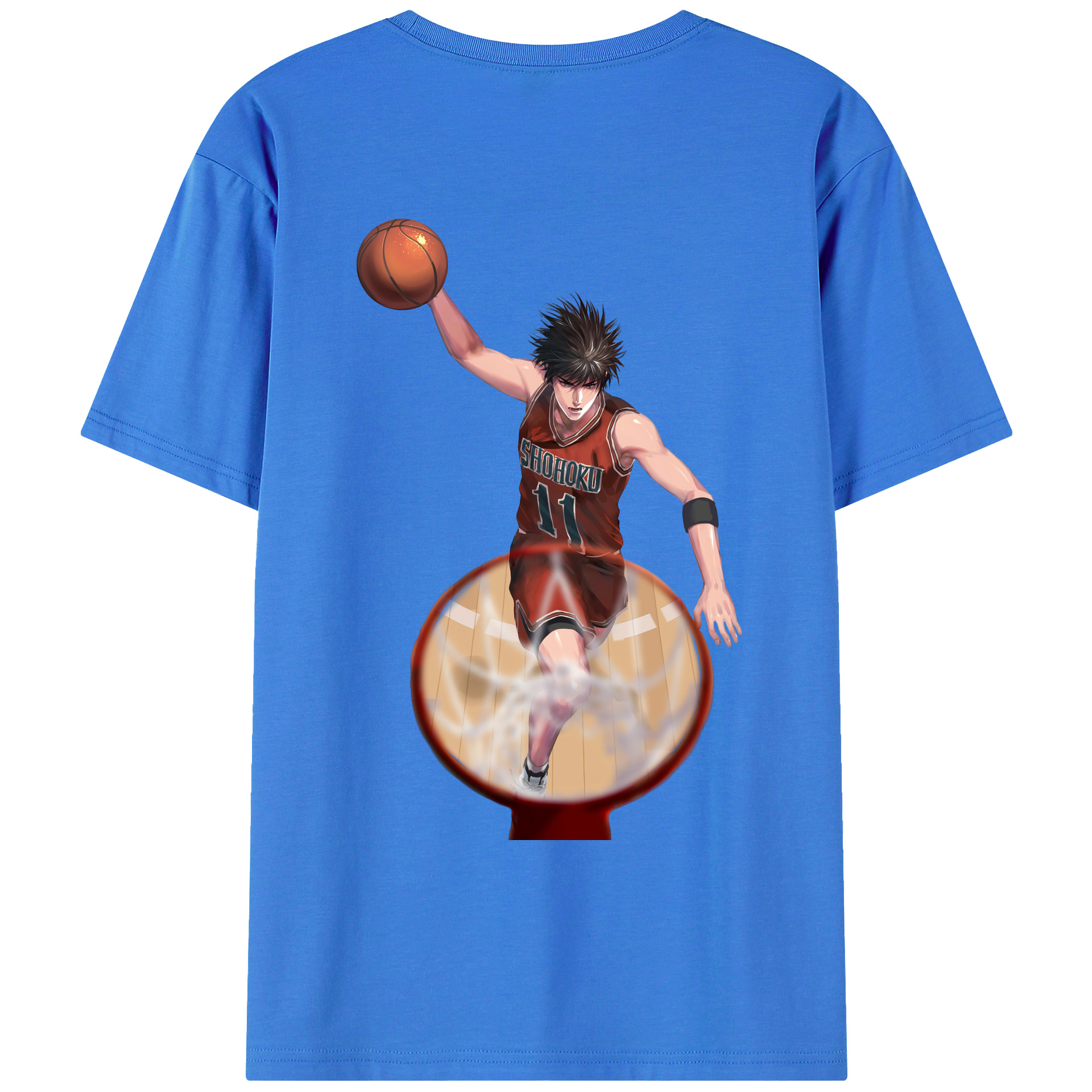 （画像用） SLAM DUNK／スラムダンク 綿100％ メンズ半袖Tシャツ（バックプリント） 通気性