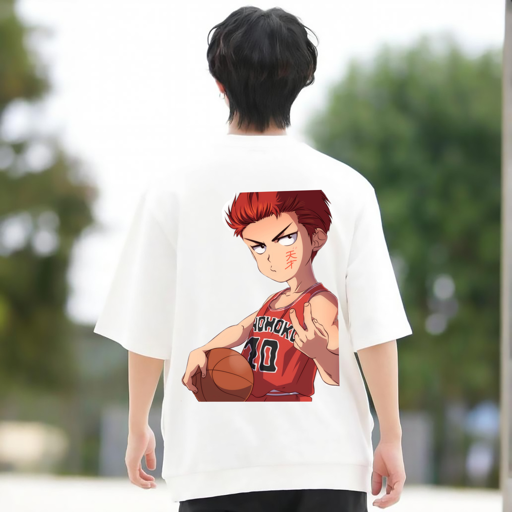 SLAM DUNK／スラムダンク 綿100％ メンズ半袖Tシャツ（バックプリント） 通気性