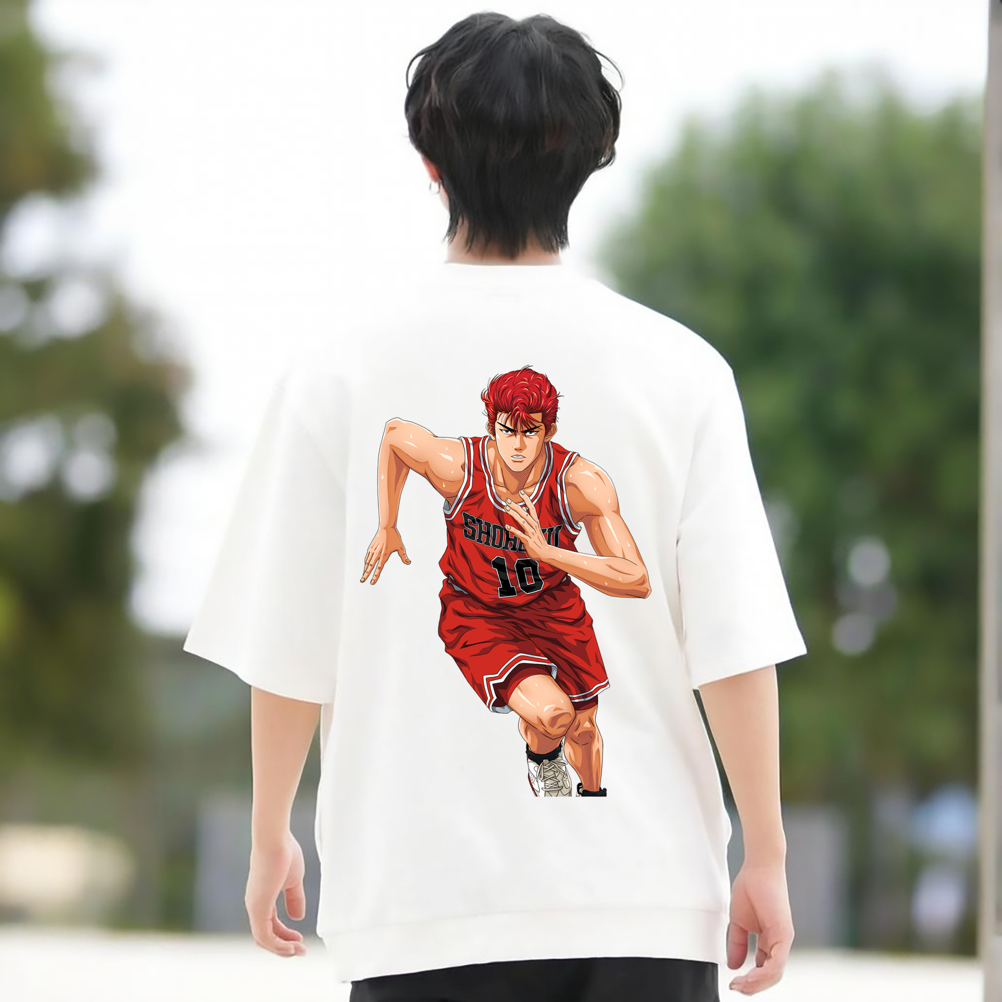 SLAM DUNK／スラムダンク 綿100％ メンズ半袖Tシャツ（バックプリント） 通気性