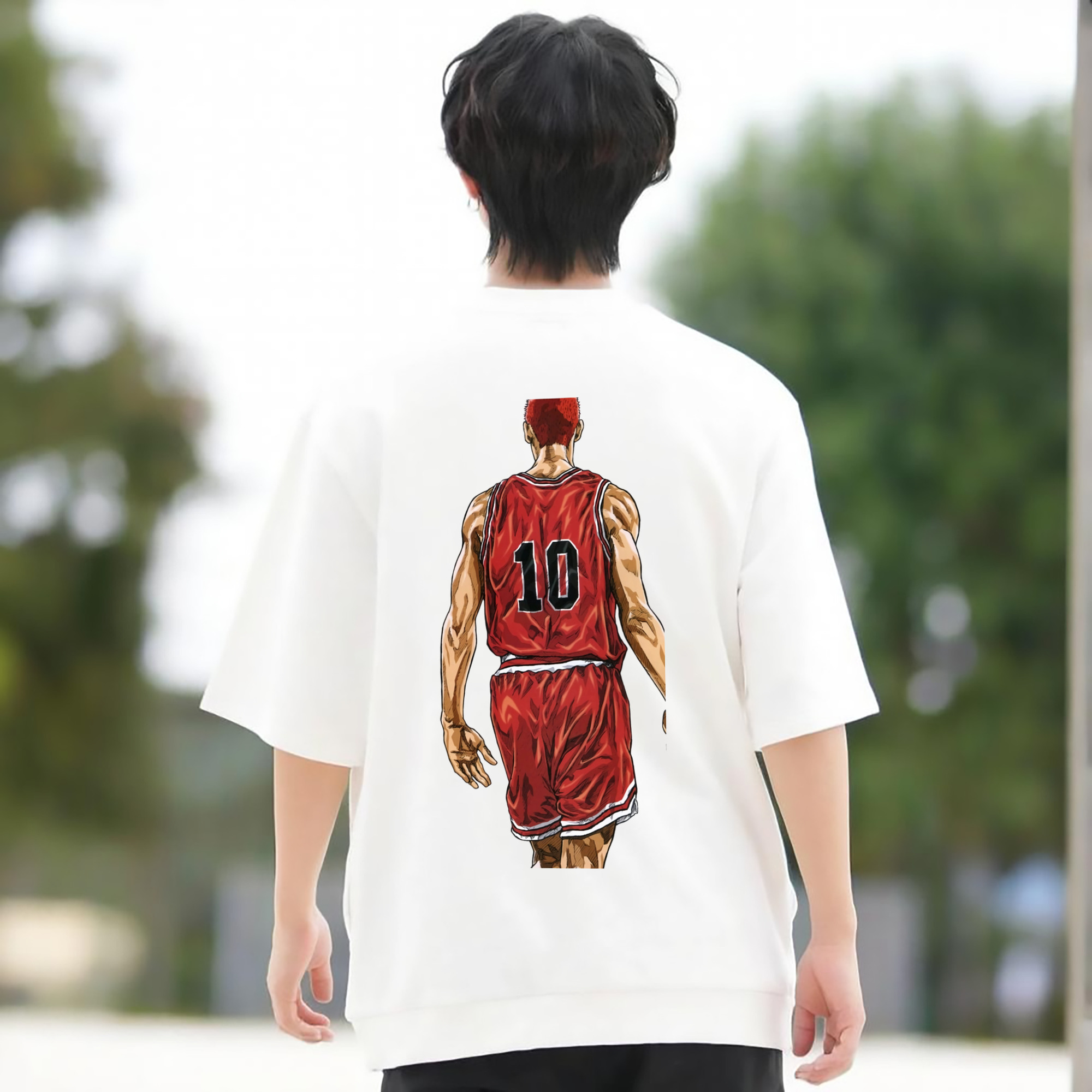 SLAM DUNK／スラムダンク 綿100％ メンズ半袖Tシャツ（バックプリント） 通気性