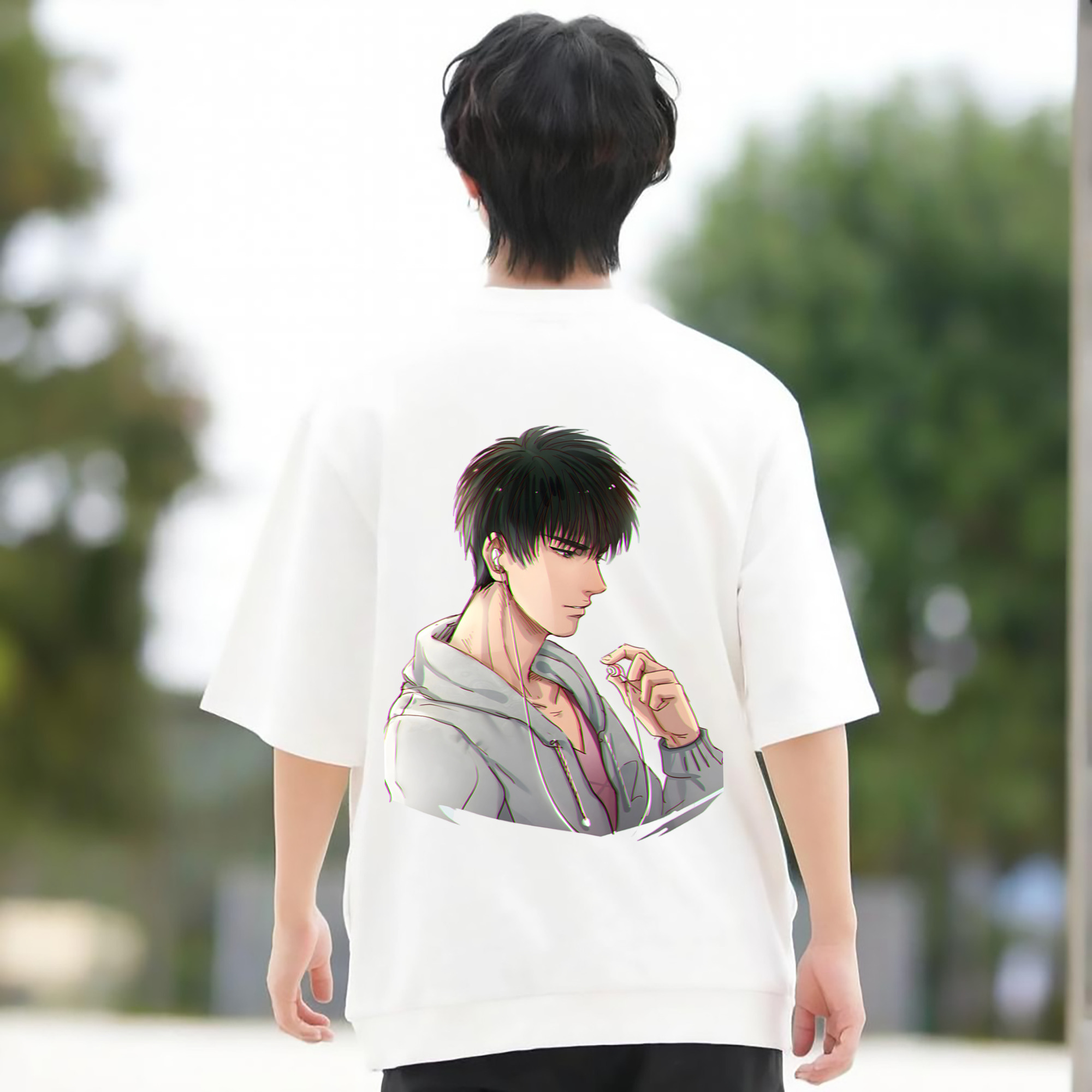 SLAM DUNK／スラムダンク 綿100％ メンズ半袖Tシャツ（バックプリント） 通気性