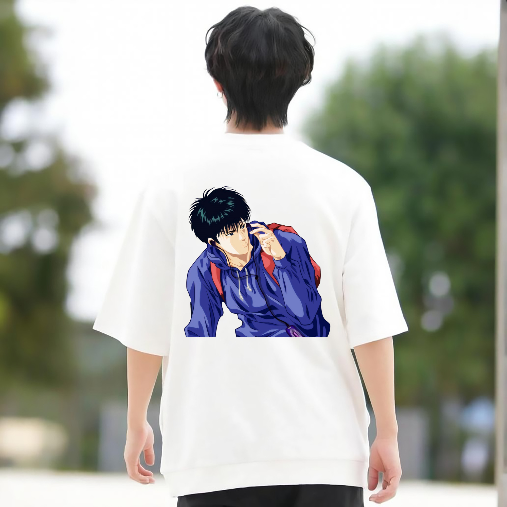 SLAM DUNK／スラムダンク 綿100％ メンズ半袖Tシャツ（バックプリント） 通気性