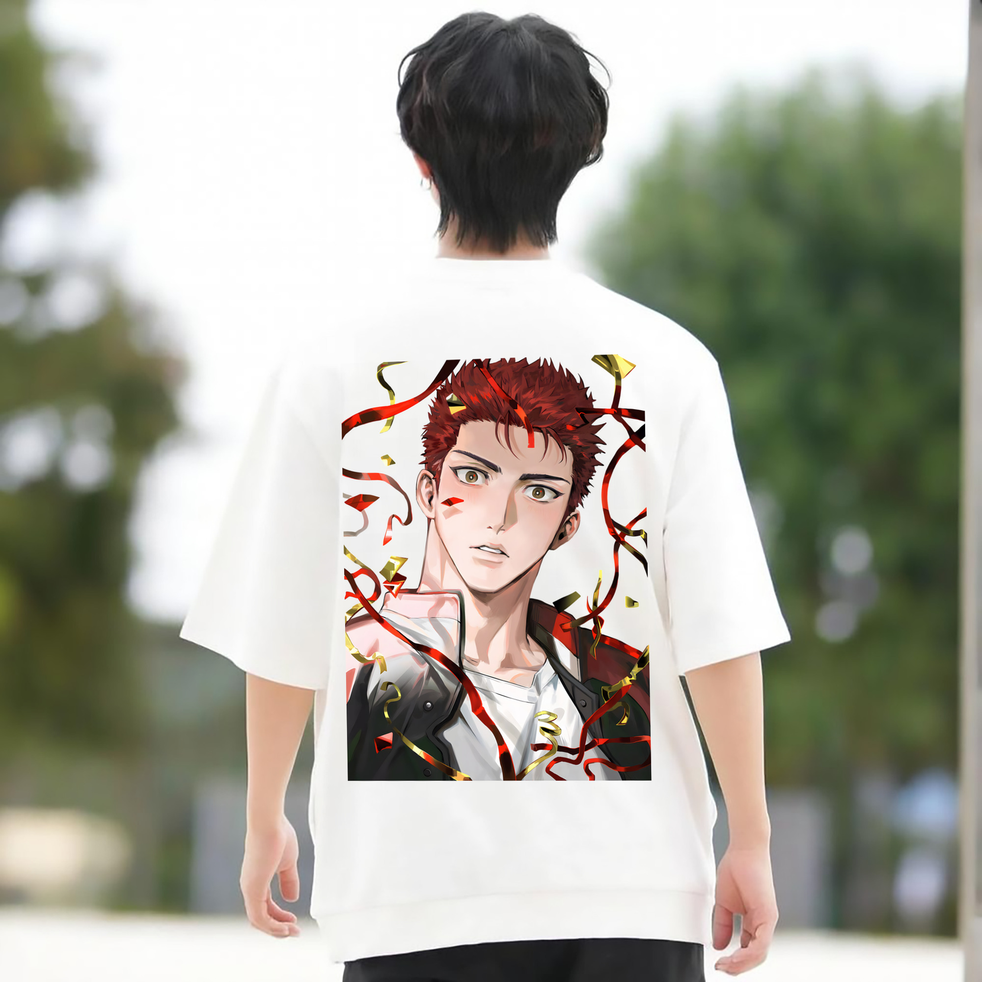 SLAM DUNK／スラムダンク 綿100％ メンズ半袖Tシャツ（バックプリント） 通気性