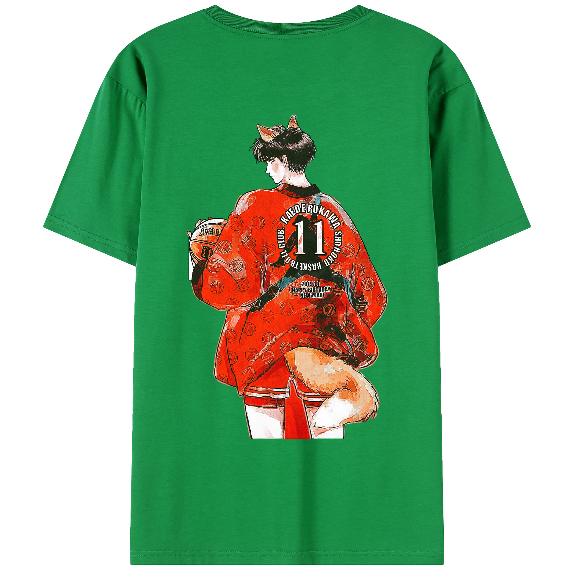 （画像用） SLAM DUNK／スラムダンク 綿100％ メンズ半袖Tシャツ（バックプリント） 通気性