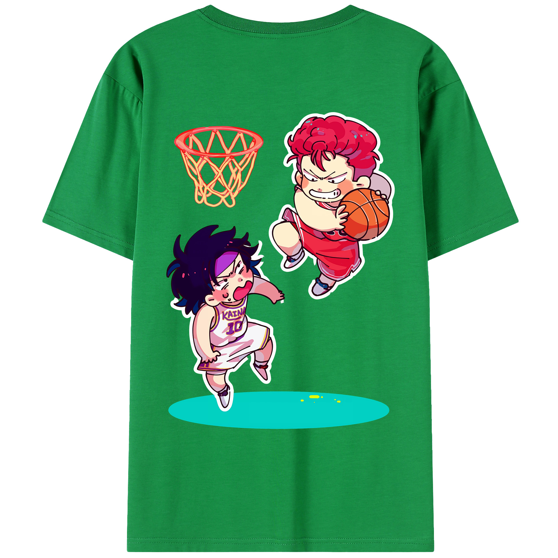 （画像用） SLAM DUNK／スラムダンク 綿100％ メンズ半袖Tシャツ（バックプリント） 通気性