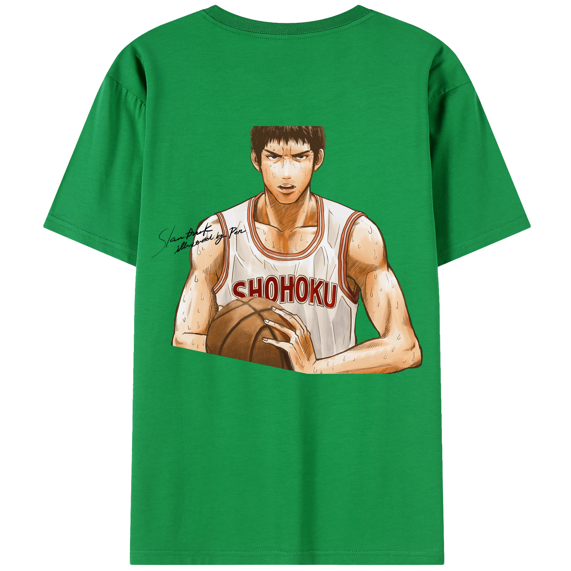 （画像用） SLAM DUNK／スラムダンク 綿100％ メンズ半袖Tシャツ（バックプリント） 通気性