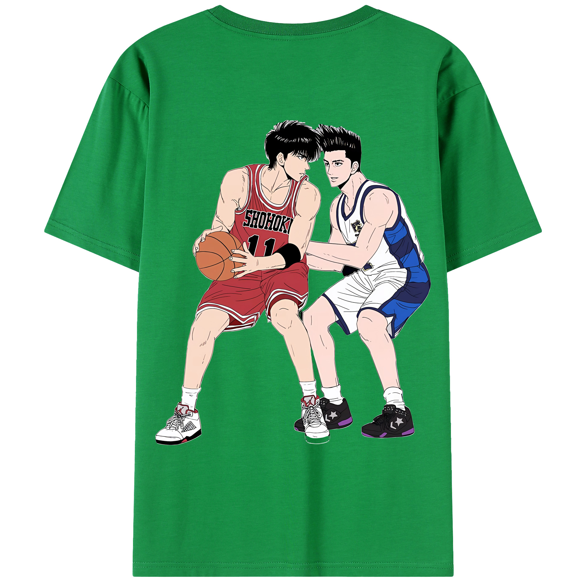 （画像用） SLAM DUNK／スラムダンク 綿100％ メンズ半袖Tシャツ（バックプリント） 通気性