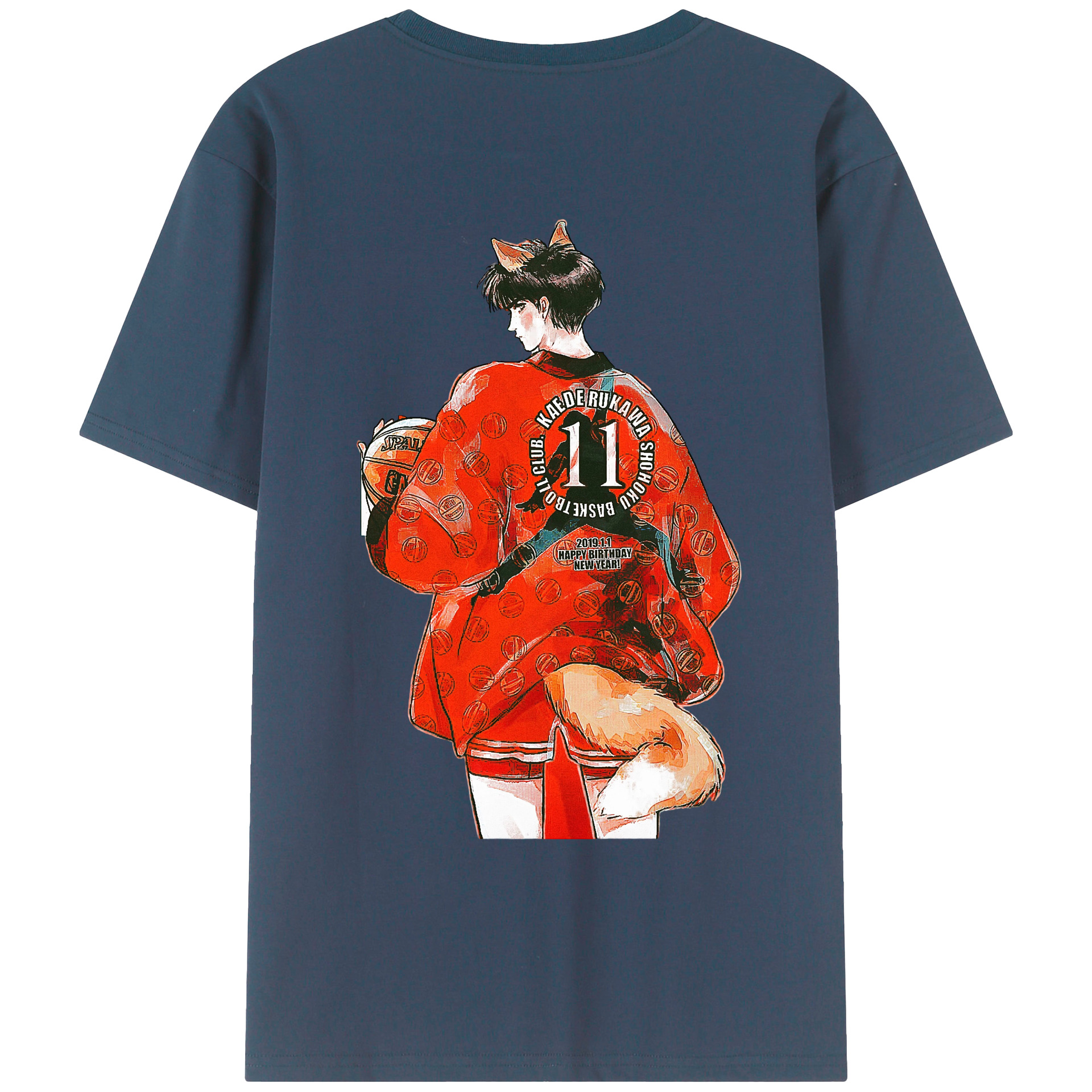 （画像用） SLAM DUNK／スラムダンク 綿100％ メンズ半袖Tシャツ（バックプリント） 通気性