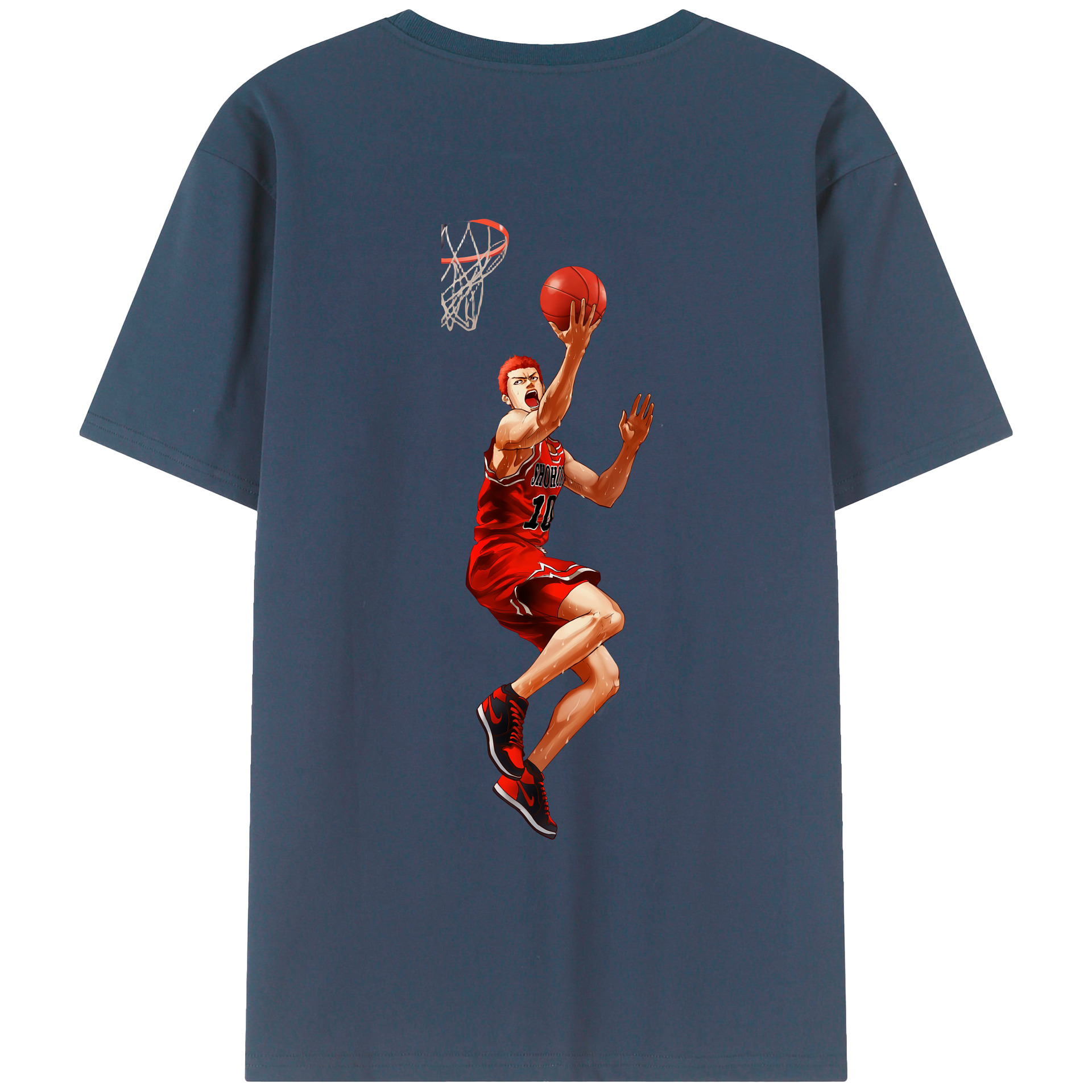（画像用） SLAM DUNK／スラムダンク 綿100％ メンズ半袖Tシャツ（バックプリント） 通気性