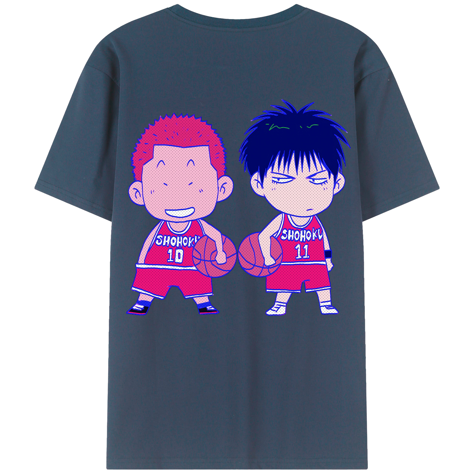 （画像用） SLAM DUNK／スラムダンク 綿100％ メンズ半袖Tシャツ（バックプリント） 通気性