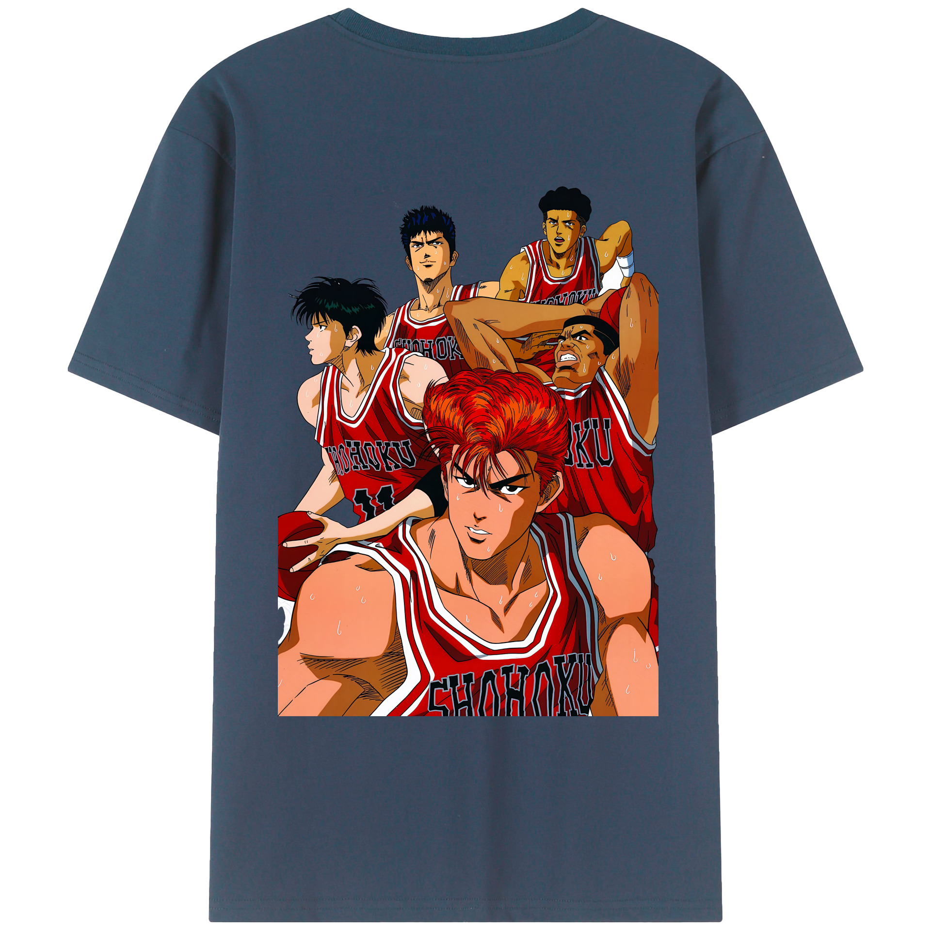 （画像用） SLAM DUNK／スラムダンク 綿100％ メンズ半袖Tシャツ（バックプリント） 通気性