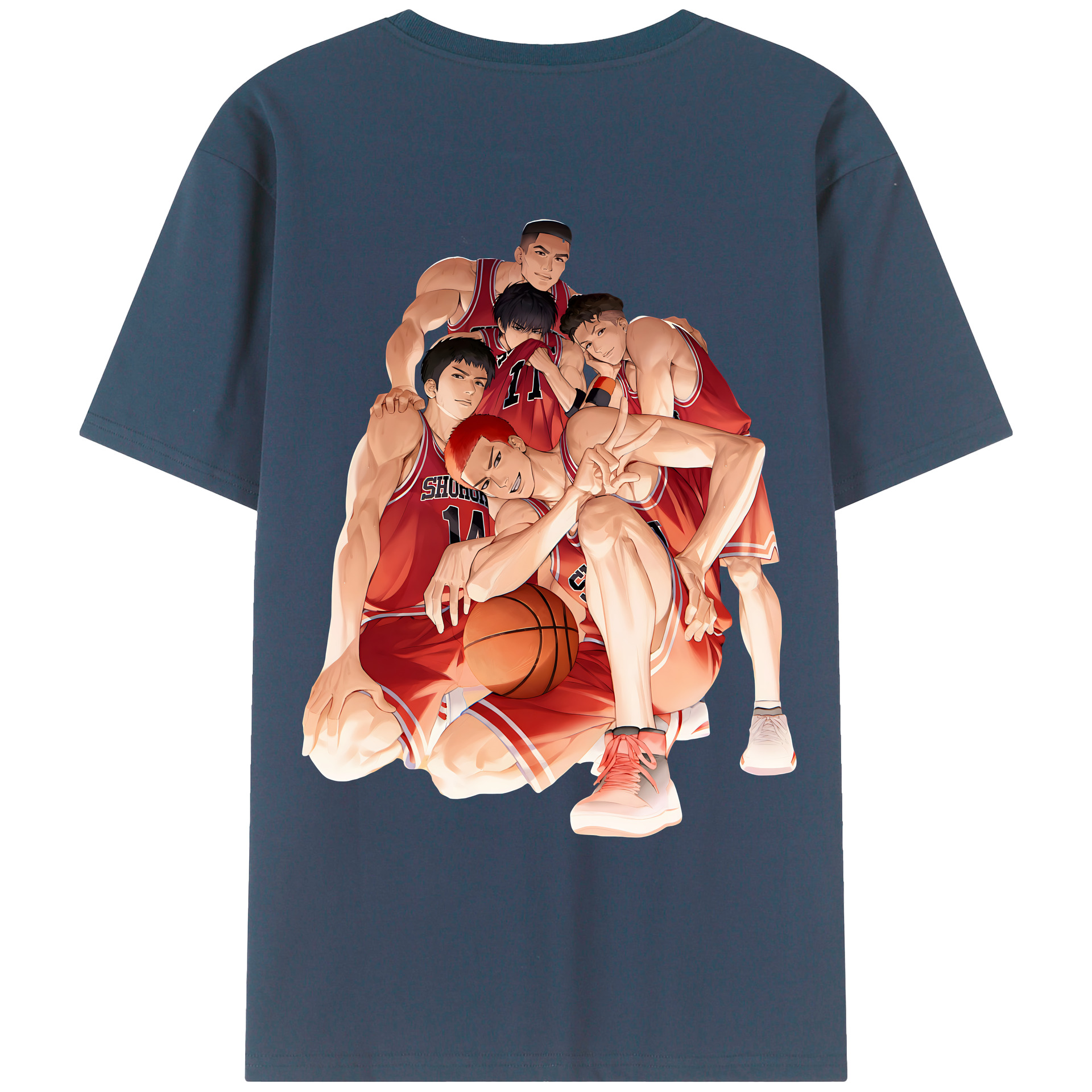 （画像用） SLAM DUNK／スラムダンク 綿100％ メンズ半袖Tシャツ（バックプリント） 通気性