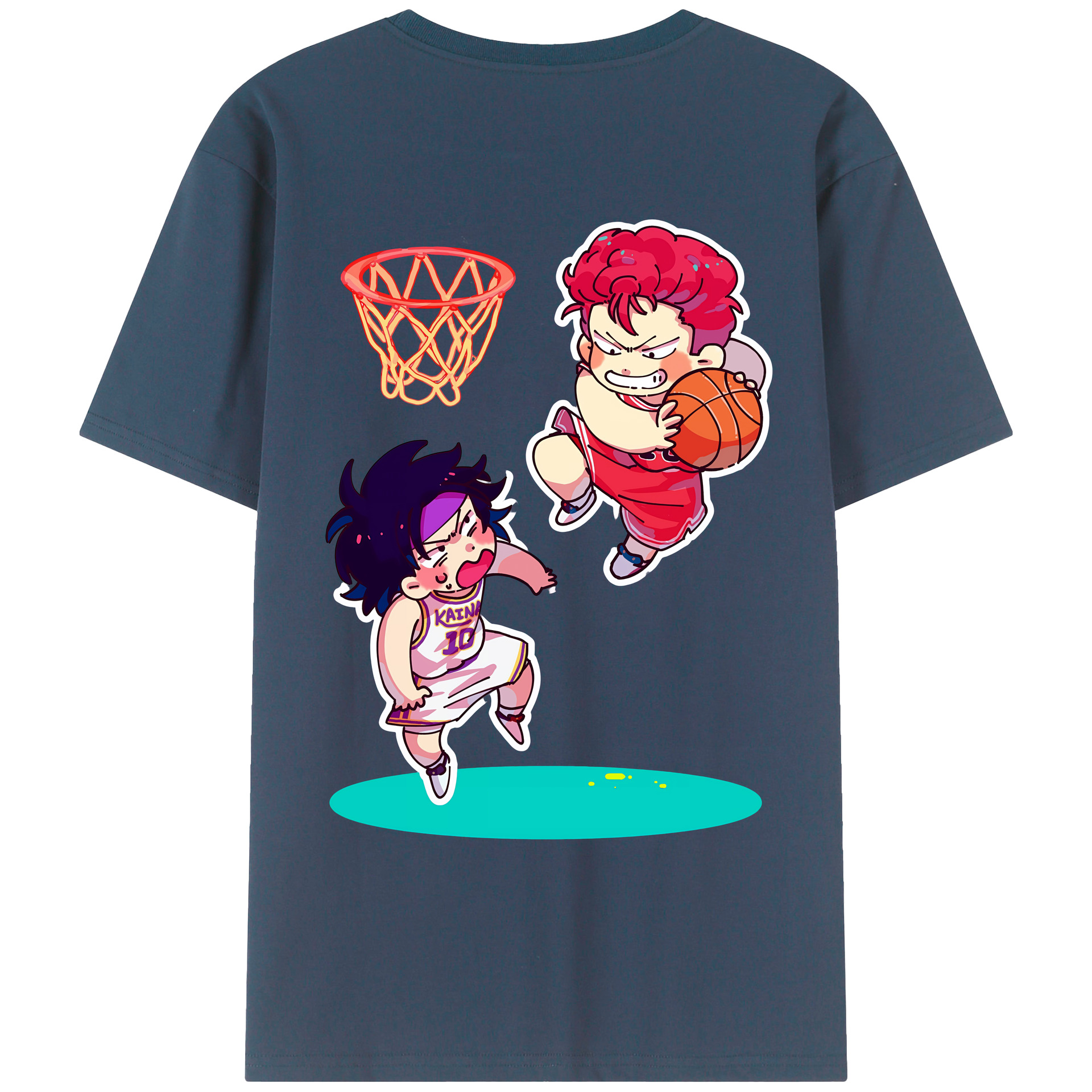 （画像用） SLAM DUNK／スラムダンク 綿100％ メンズ半袖Tシャツ（バックプリント） 通気性