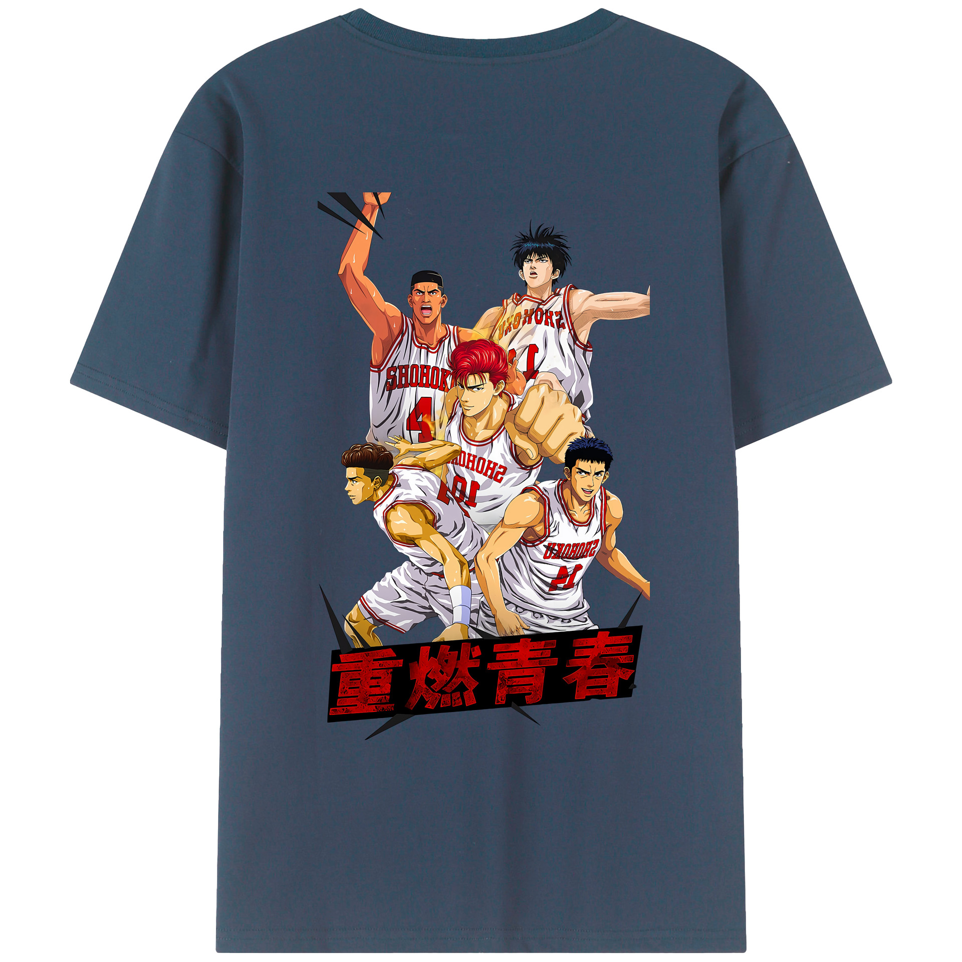 （画像用） SLAM DUNK／スラムダンク 綿100％ メンズ半袖Tシャツ（バックプリント） 通気性