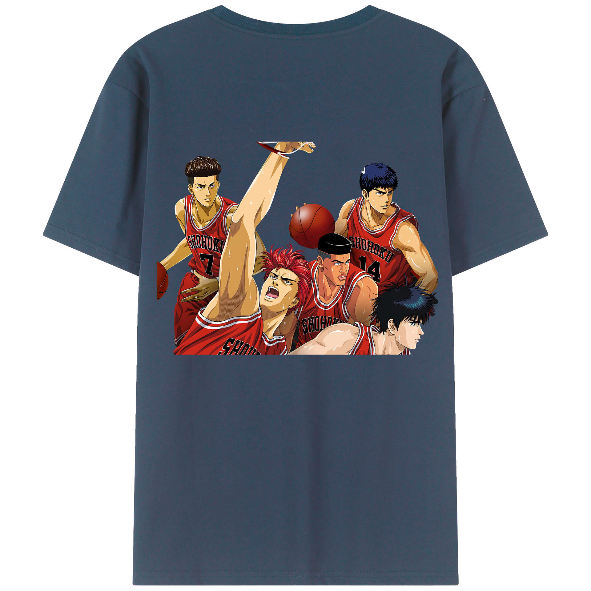 （画像用） SLAM DUNK／スラムダンク 綿100％ メンズ半袖Tシャツ（バックプリント） 通気性