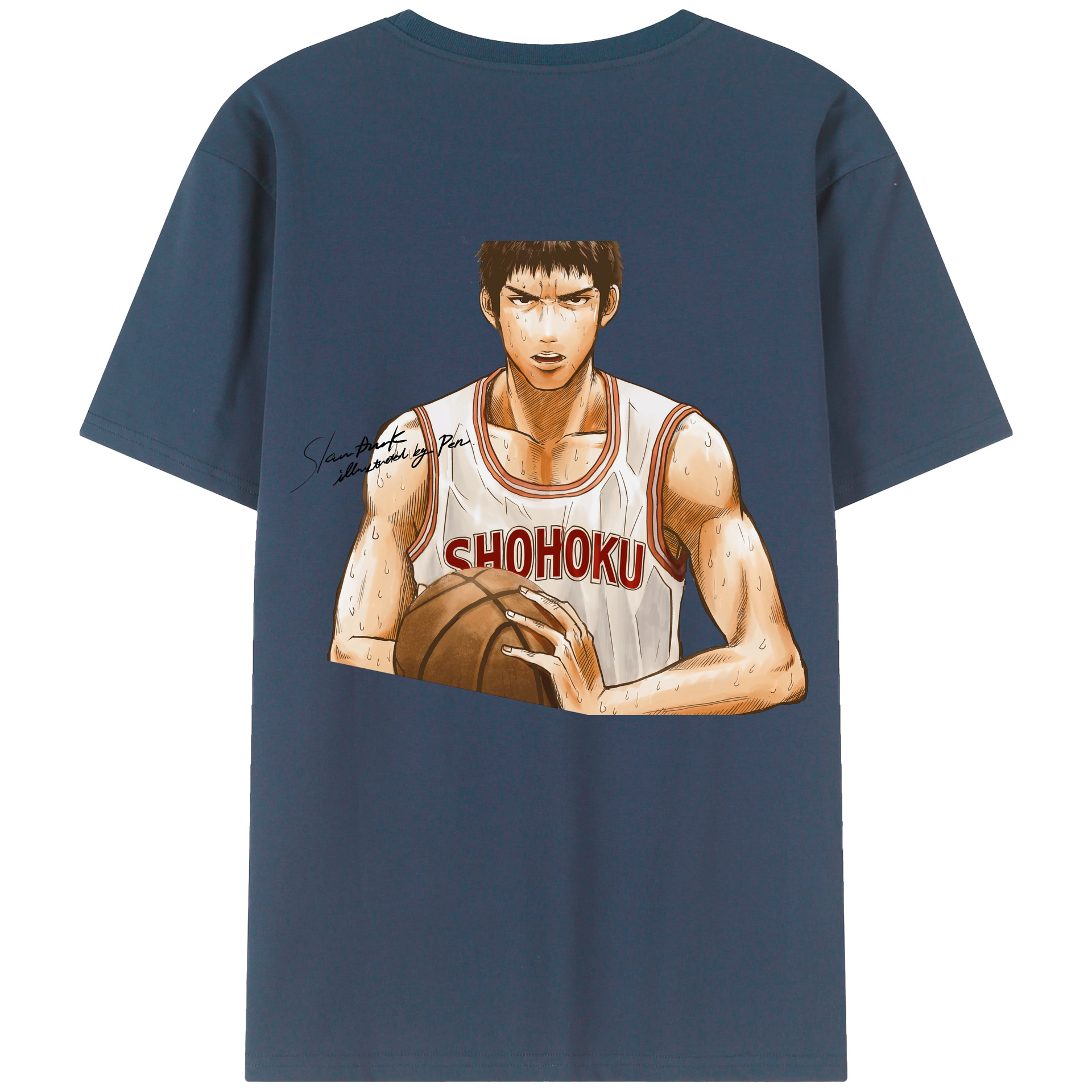 （画像用） SLAM DUNK／スラムダンク 綿100％ メンズ半袖Tシャツ（バックプリント） 通気性
