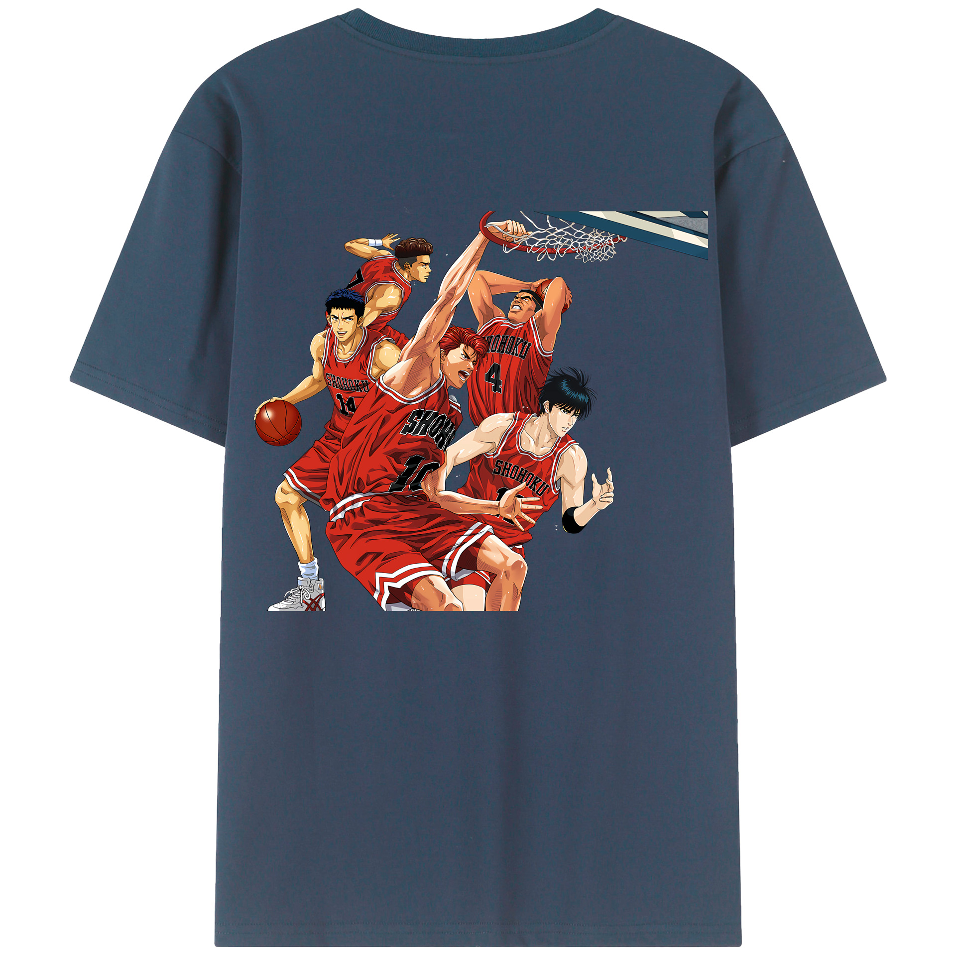 （画像用） SLAM DUNK／スラムダンク 綿100％ メンズ半袖Tシャツ（バックプリント） 通気性