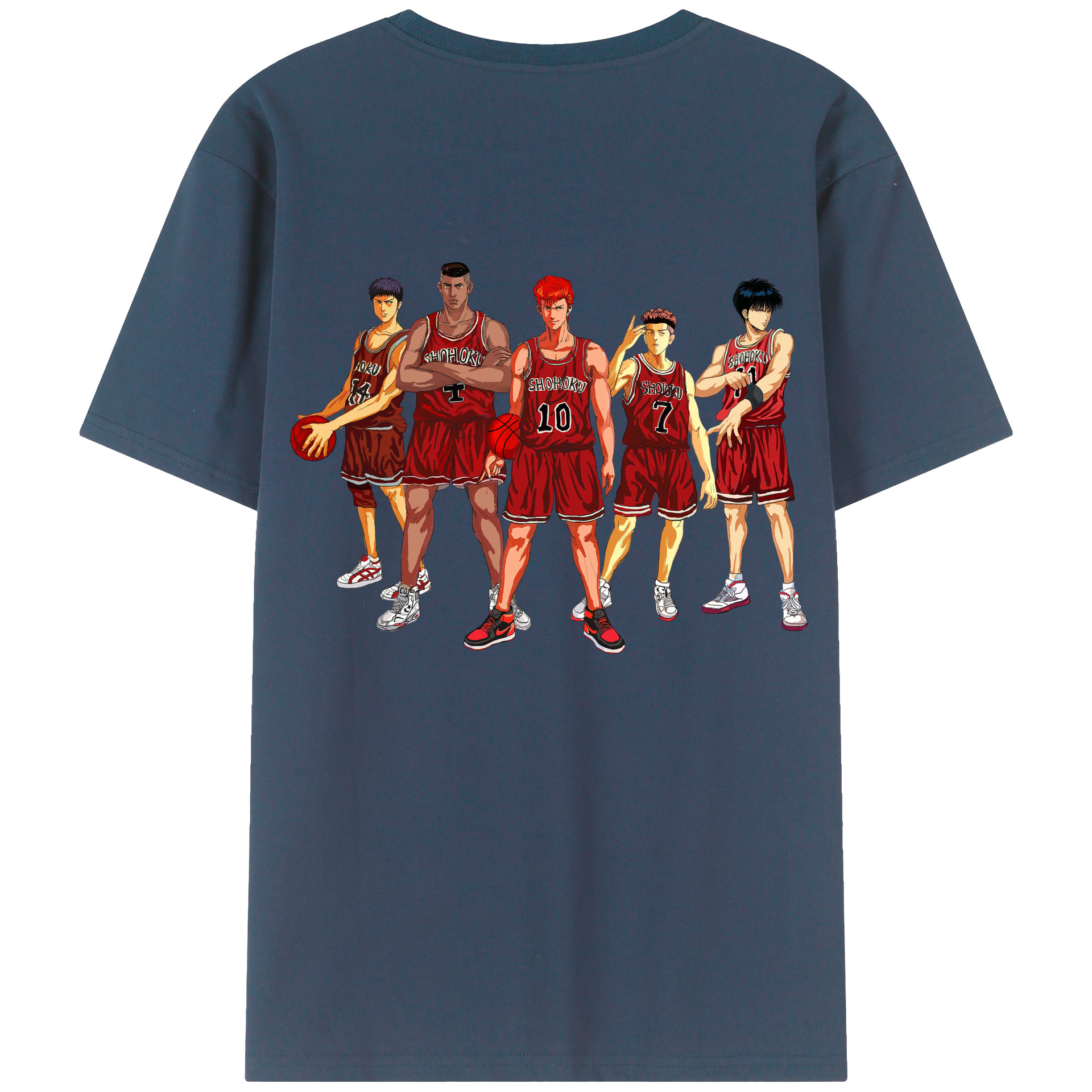 （画像用） SLAM DUNK／スラムダンク 綿100％ メンズ半袖Tシャツ（バックプリント） 通気性
