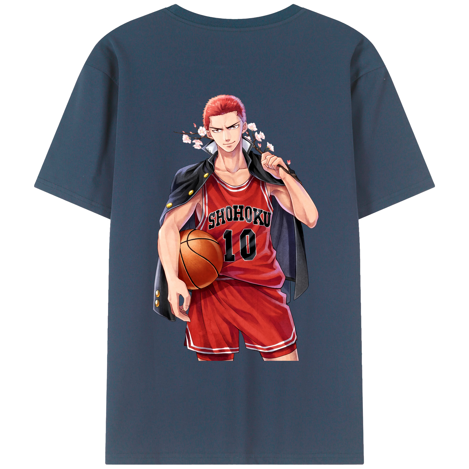 （画像用） SLAM DUNK／スラムダンク 綿100％ メンズ半袖Tシャツ（バックプリント） 通気性