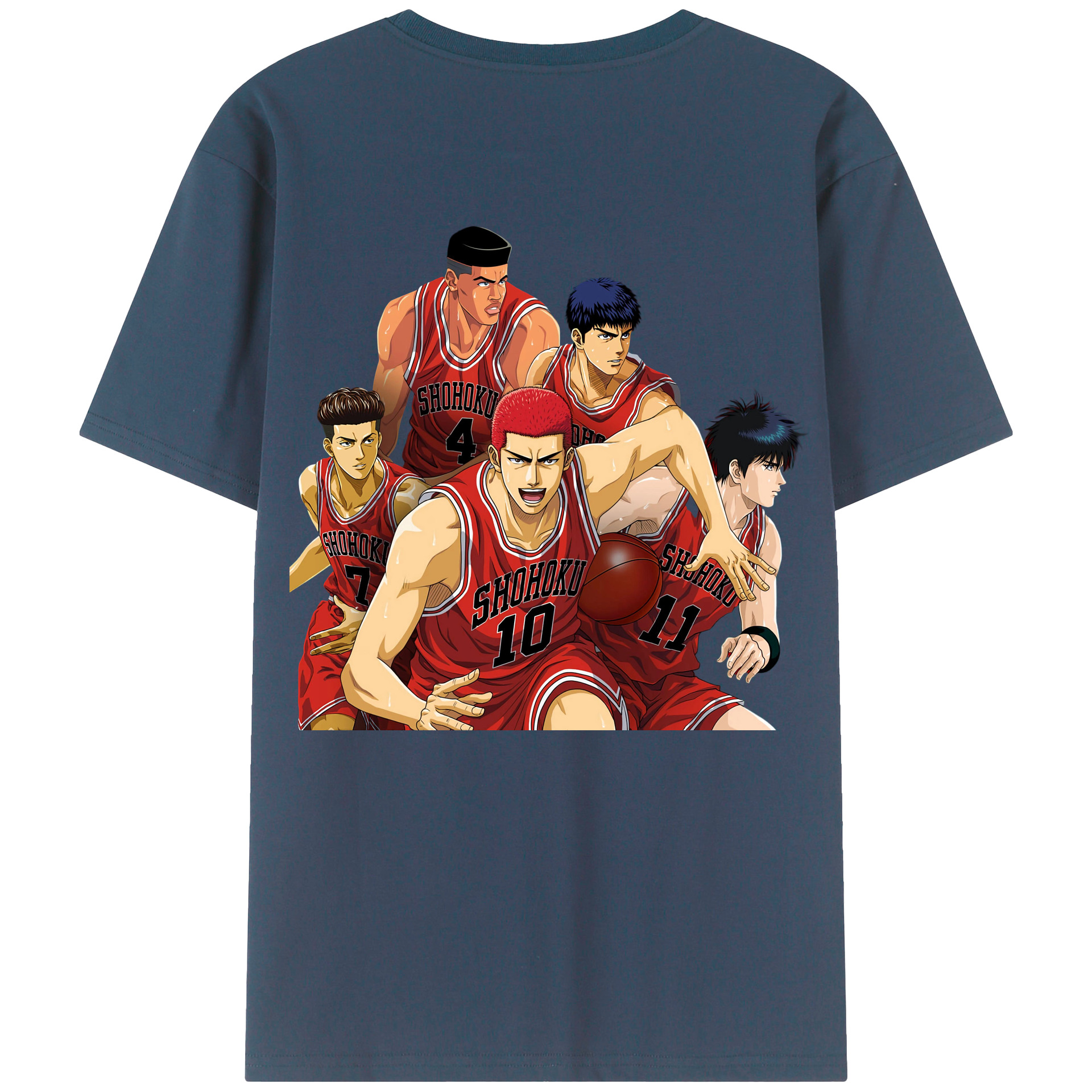 （画像用） SLAM DUNK／スラムダンク 綿100％ メンズ半袖Tシャツ（バックプリント） 通気性