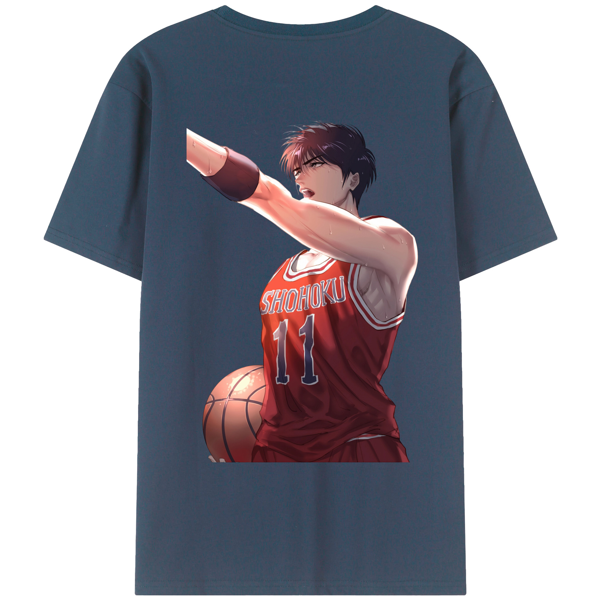 （画像用） SLAM DUNK／スラムダンク 綿100％ メンズ半袖Tシャツ（バックプリント） 通気性