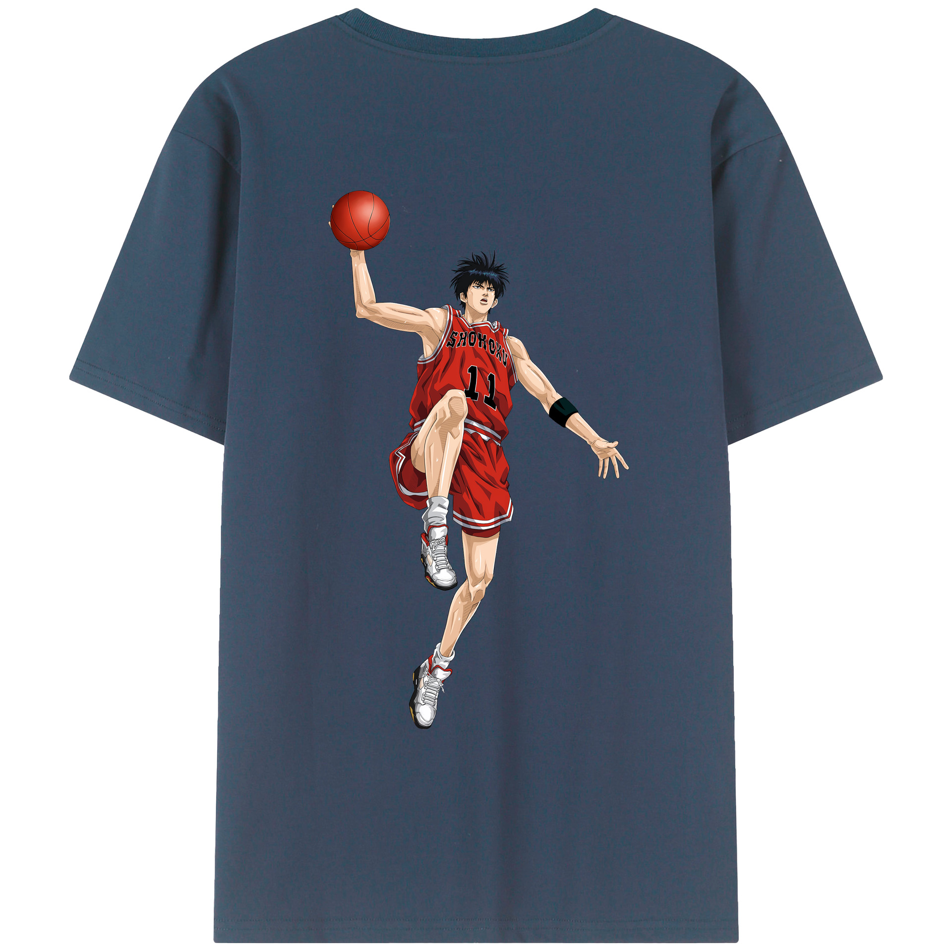 （画像用） SLAM DUNK／スラムダンク 綿100％ メンズ半袖Tシャツ（バックプリント） 通気性